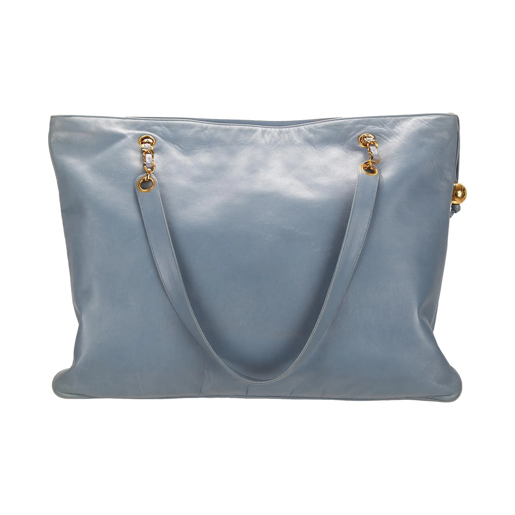 Chanel Baby Blue Jumbo Logo Tote - Image 2