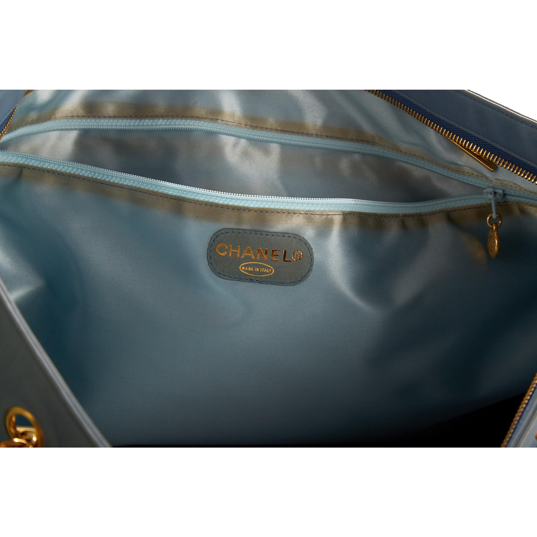Chanel Baby Blue Jumbo Logo Tote - Image 4