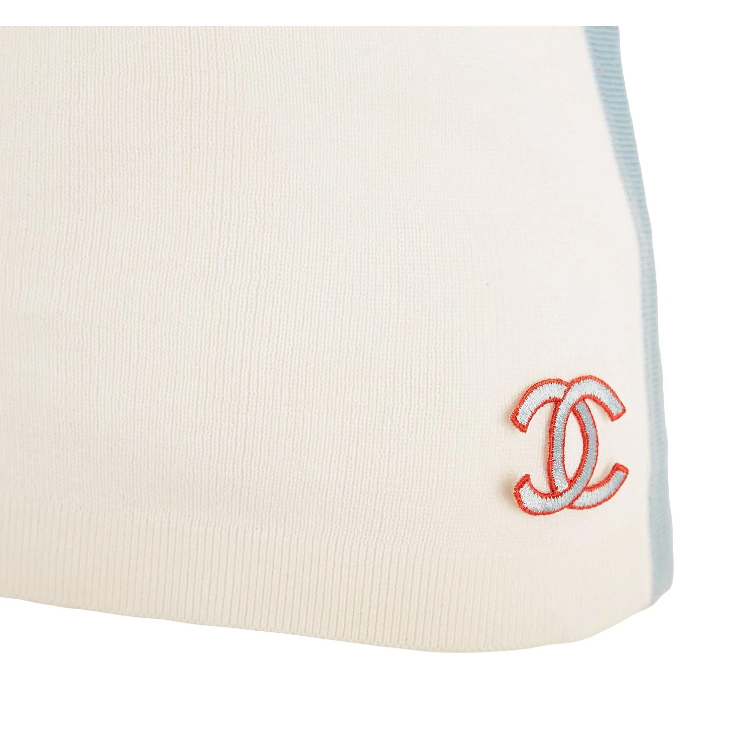 Chanel Baby Blue Knit Logo Tank - Image 3