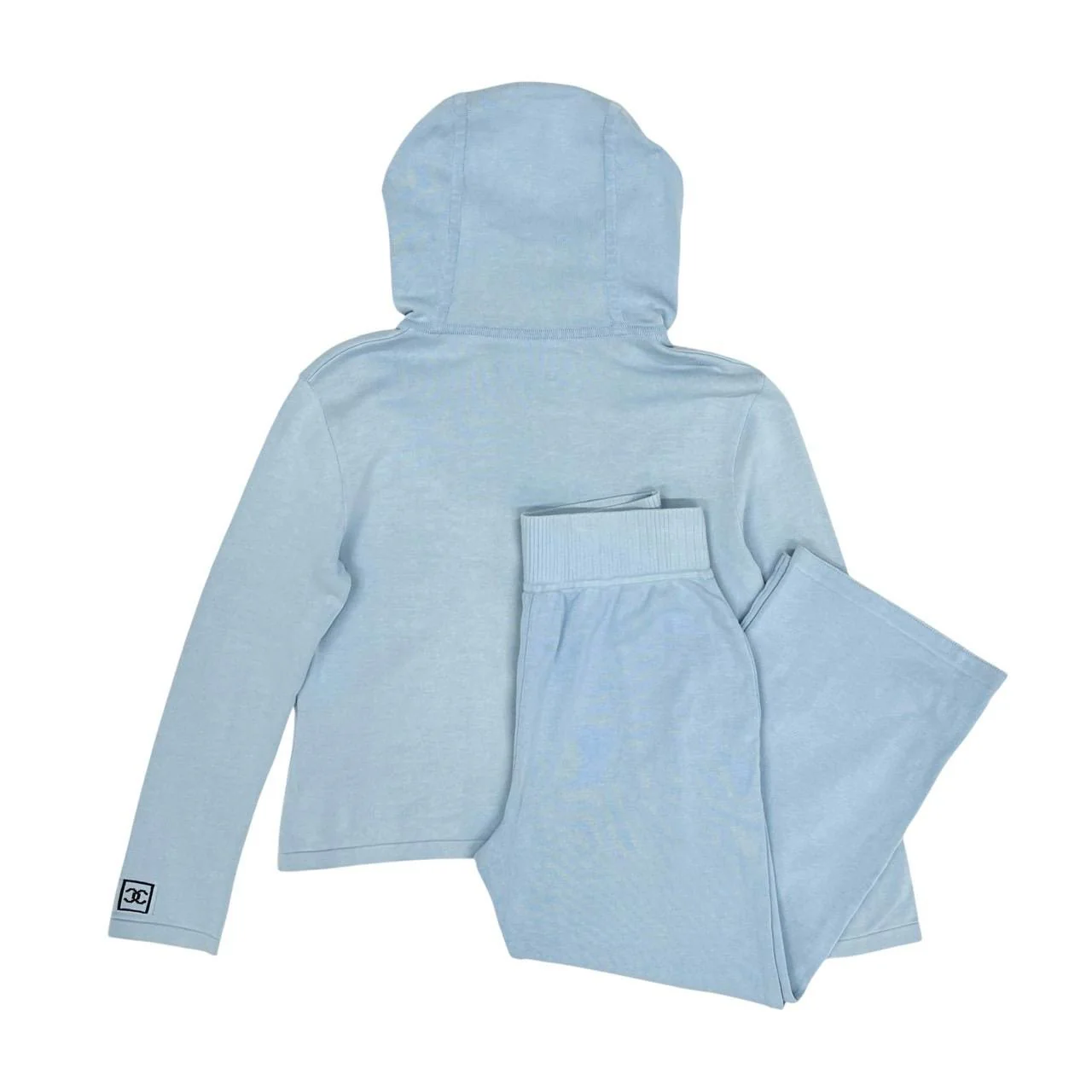 Chanel Baby Blue Logo Hoodie + Pant Set - Image 2