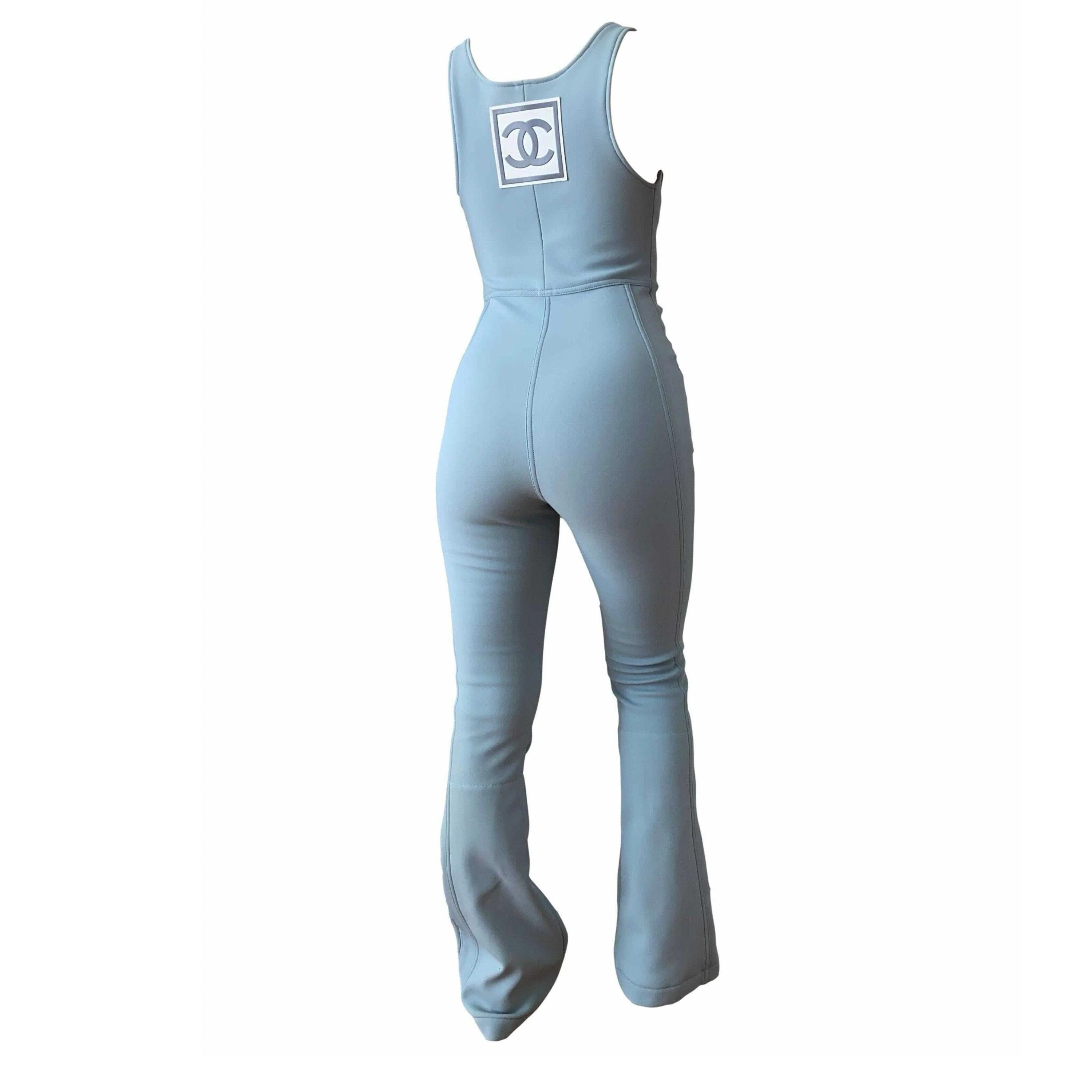 Chanel Baby Blue Logo One Piece Suit