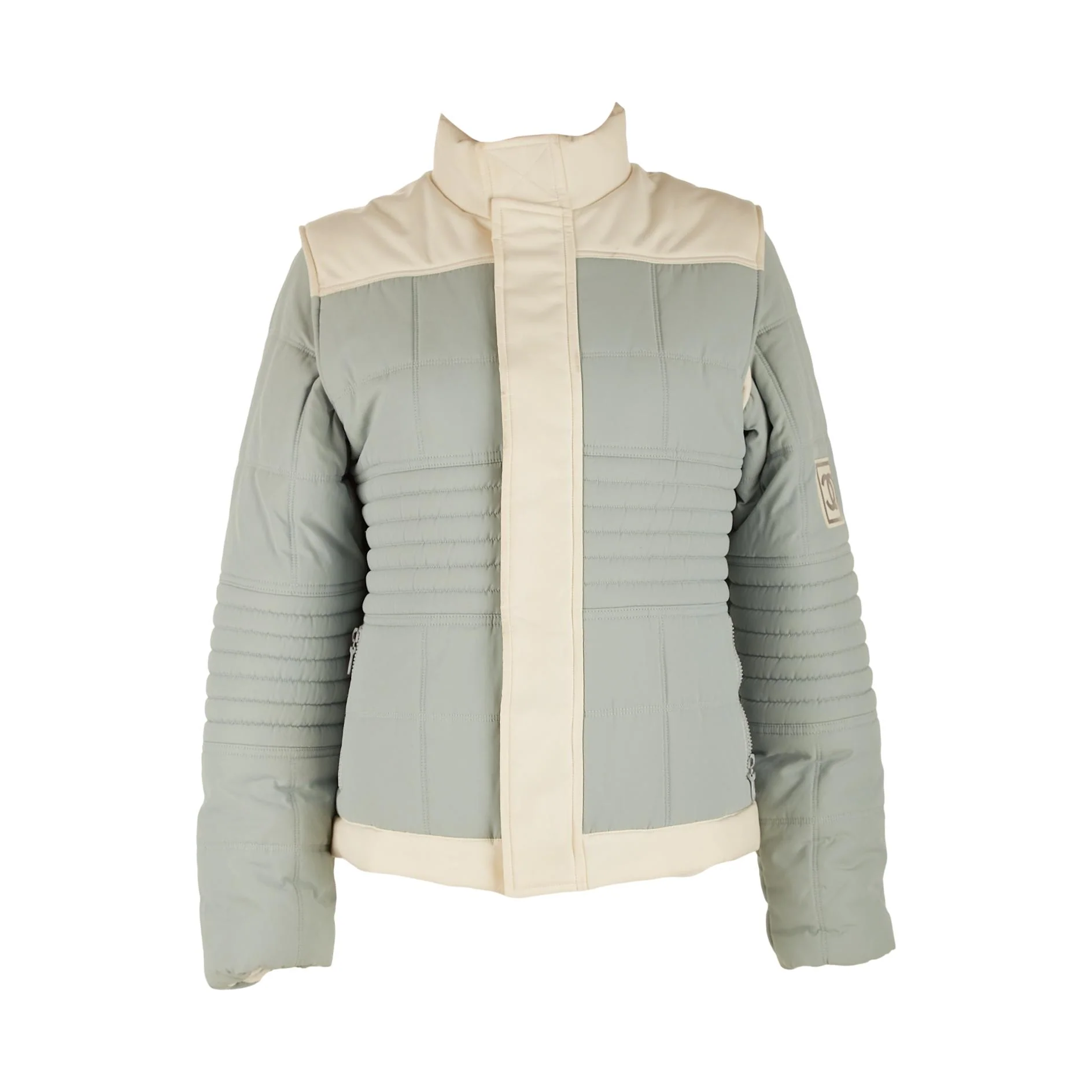 Chanel Baby Blue Logo Puffer Jacket