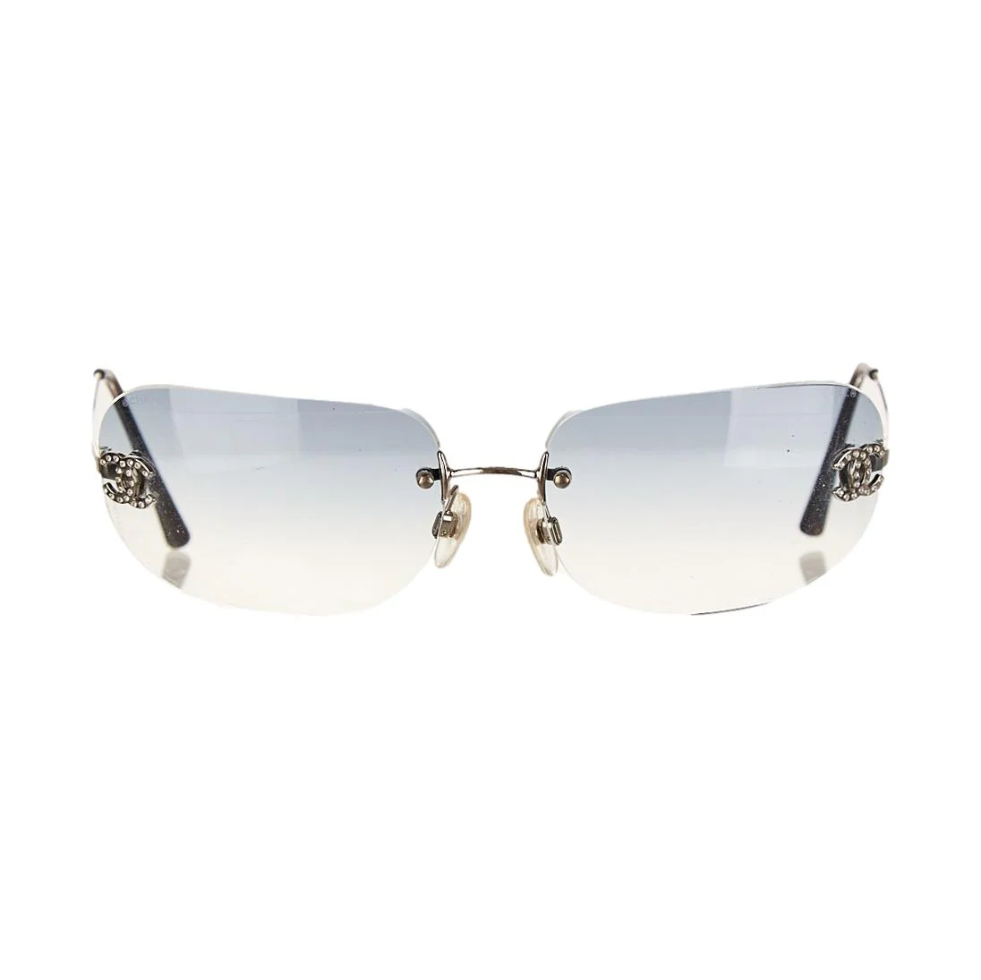 Chanel Baby Blue Rhinestone Logo Sunglasses - Image 2