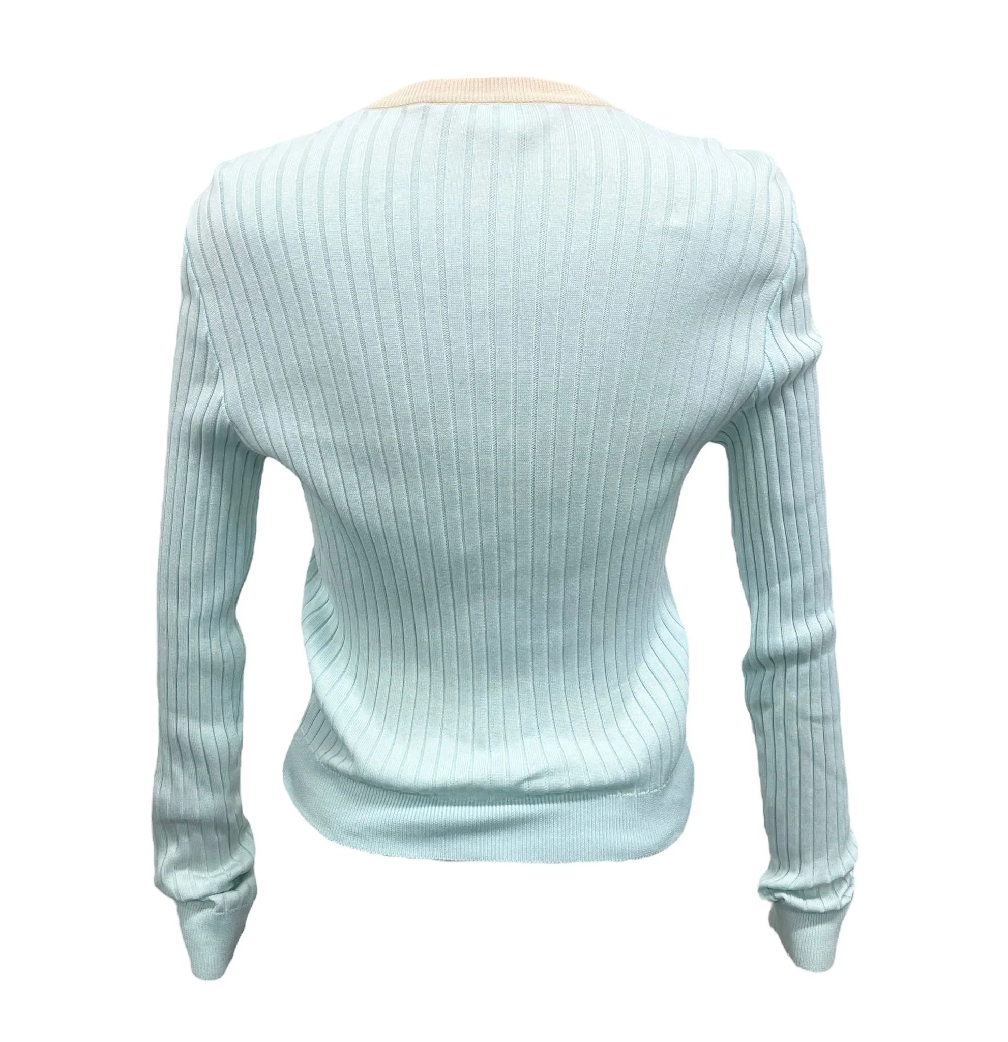 Chanel Baby Blue Ribbed Cardigan - Image 3