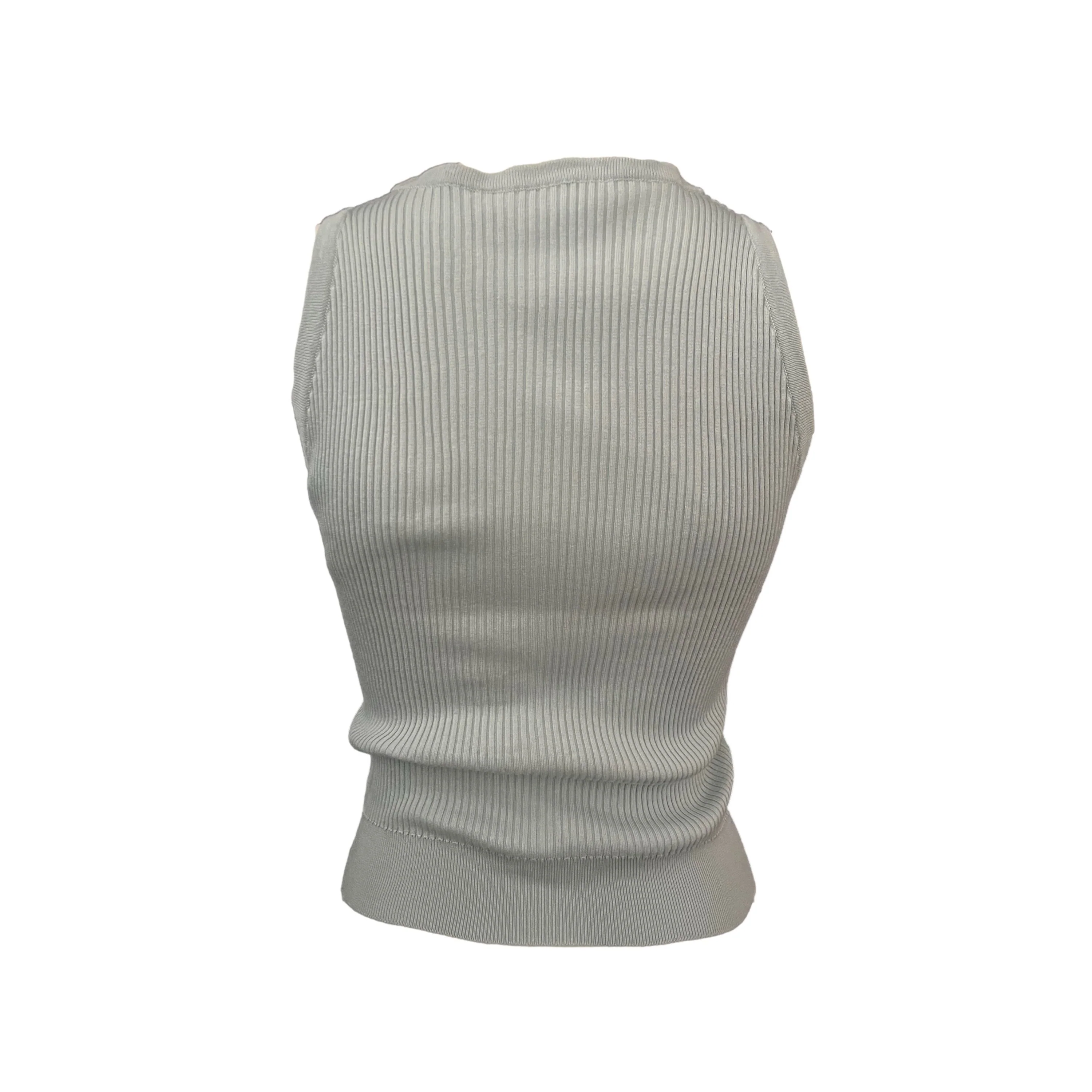Chanel Baby Blue Ribbed Tank Top - Image 2