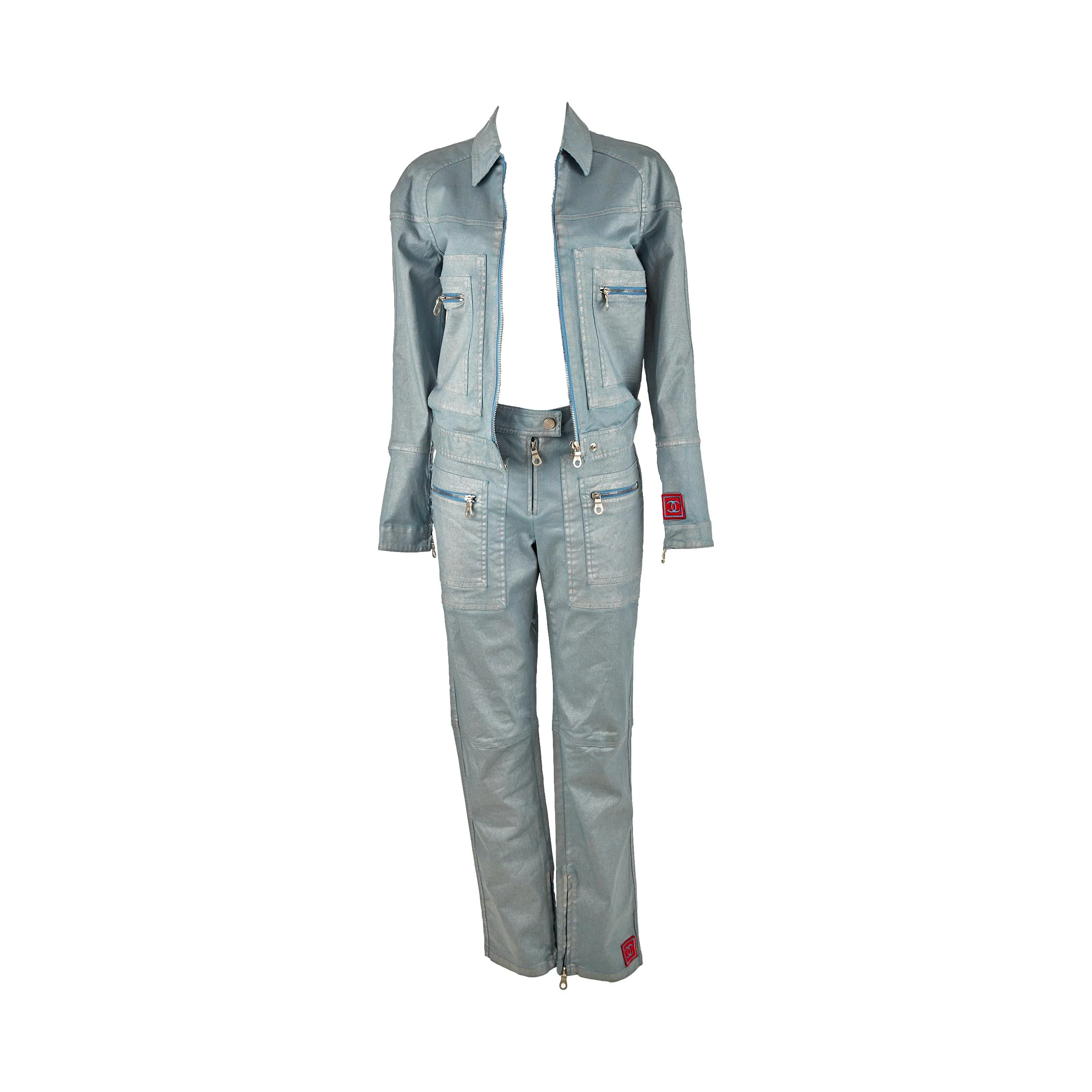Chanel Sport Baby Blue Logo Pant Set