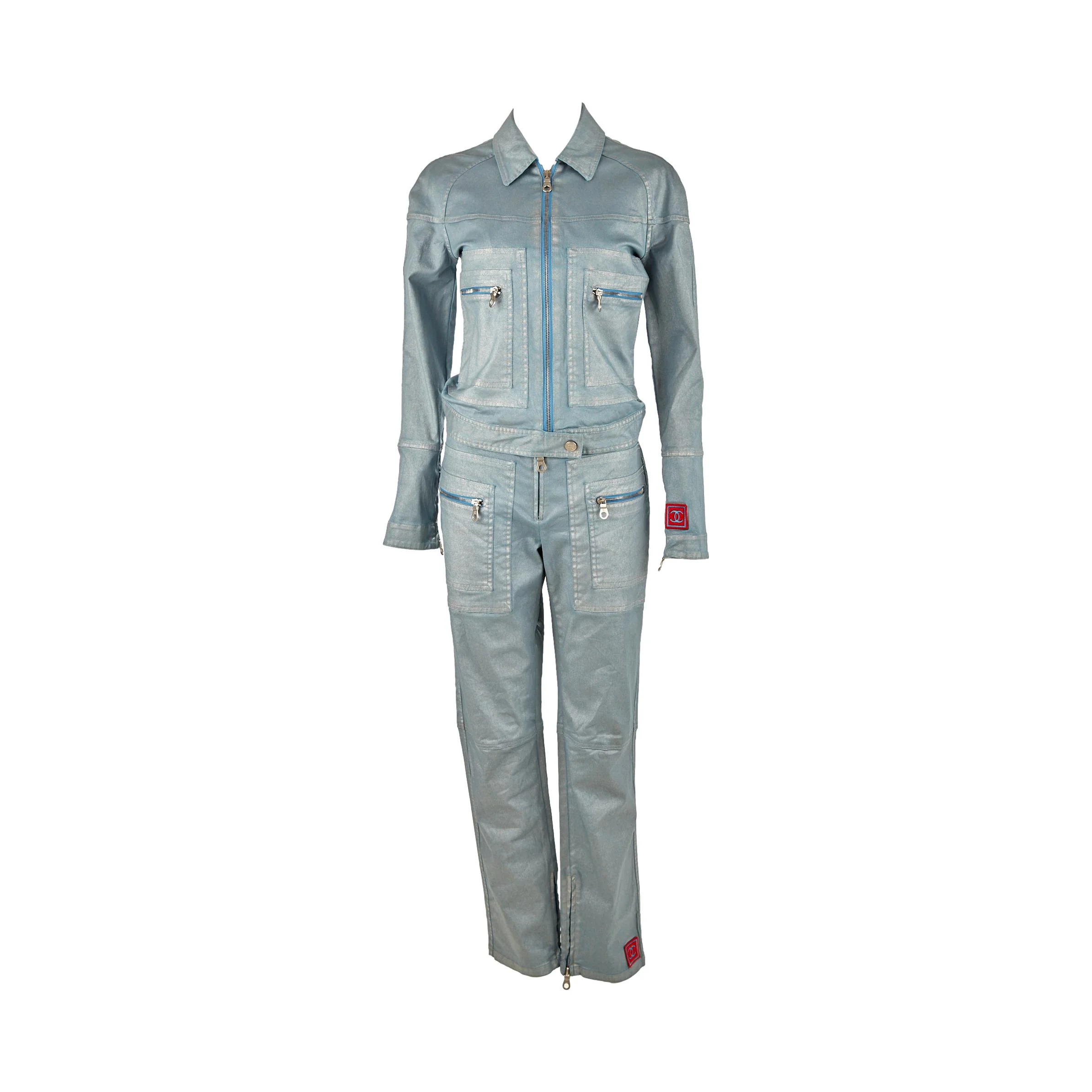 Chanel Sport Baby Blue Logo Pant Set - Image 2