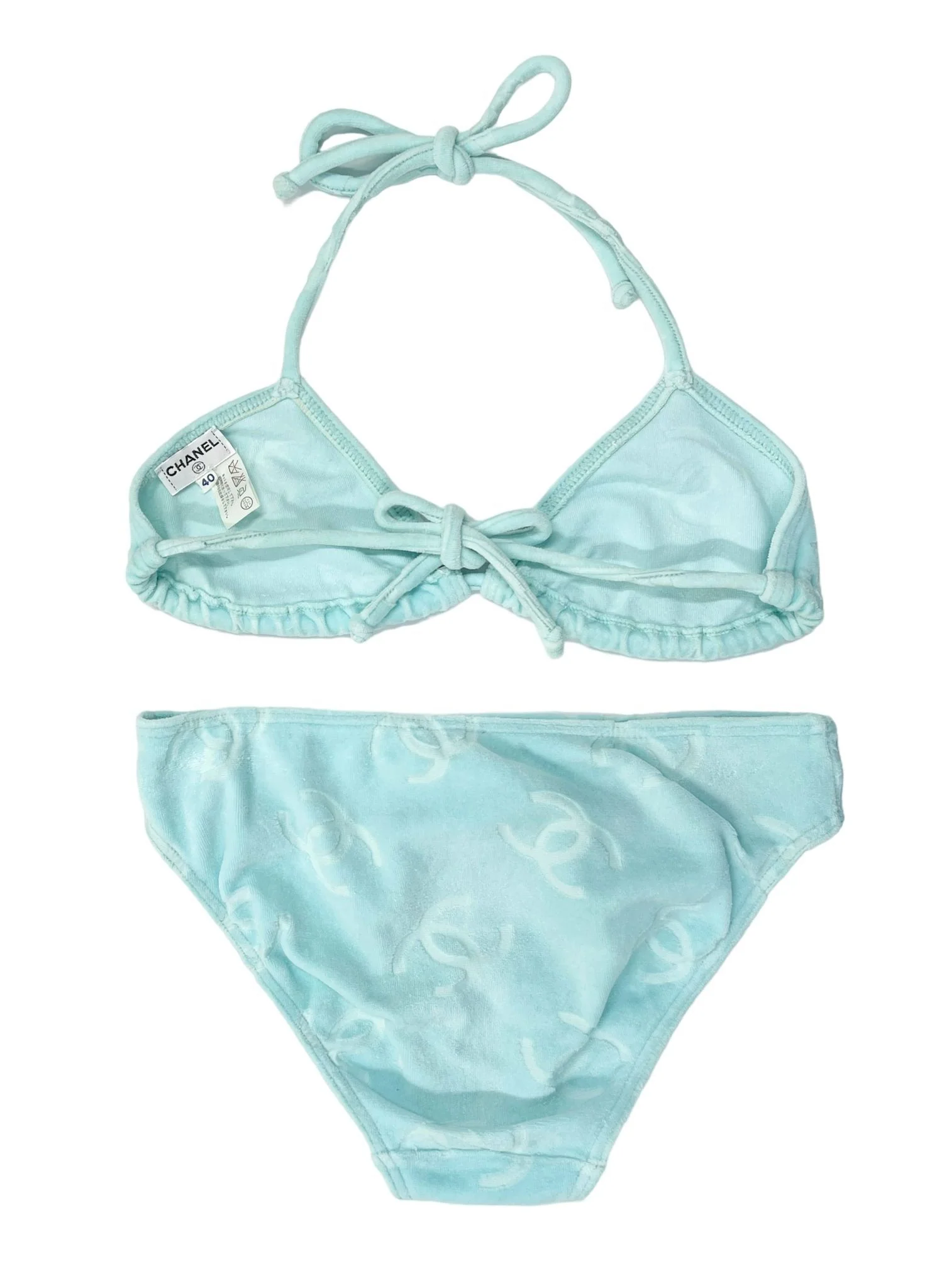 Chanel Baby Blue Velour Bikini - Image 2