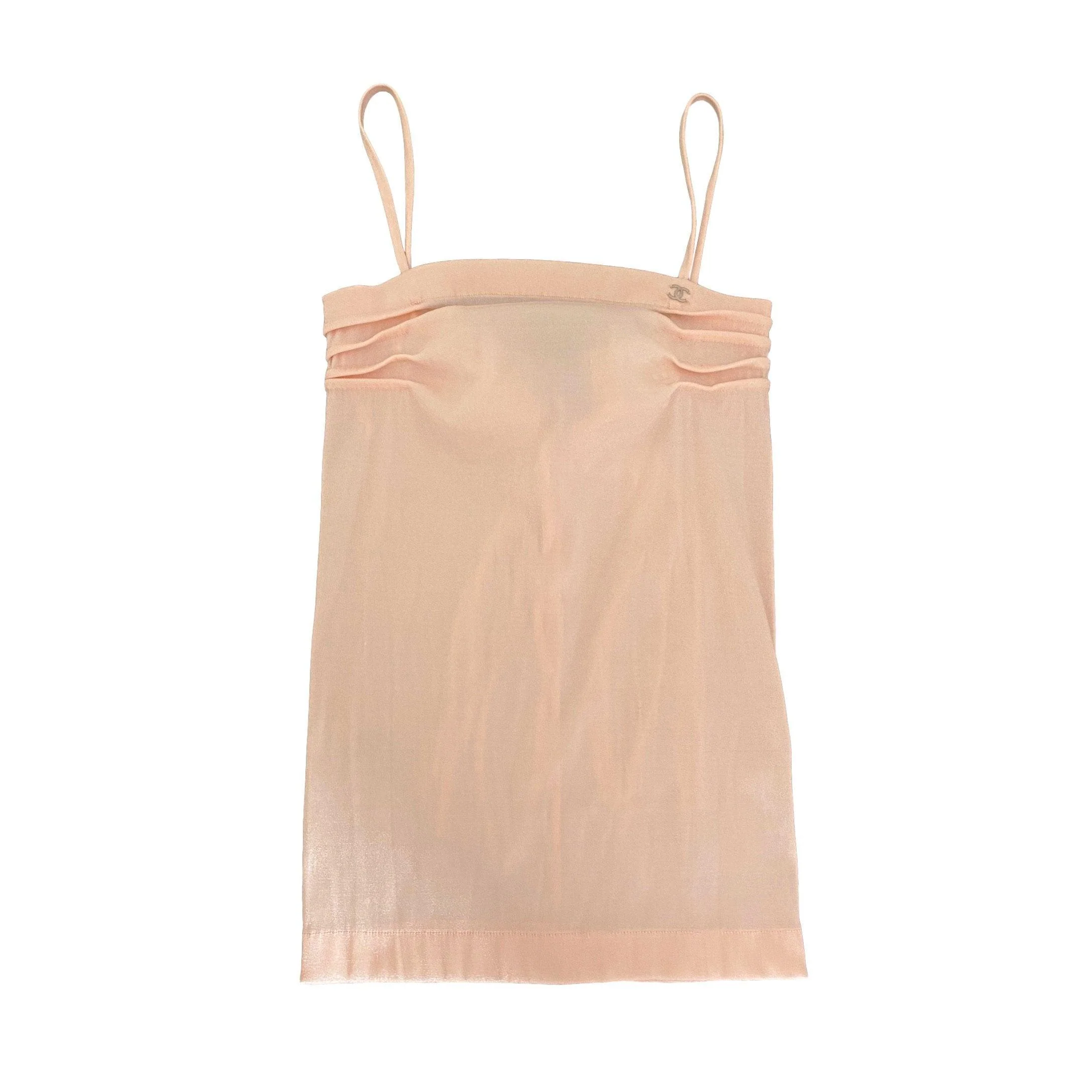 Chanel Baby Pink Iridescent Lace-Up Tank