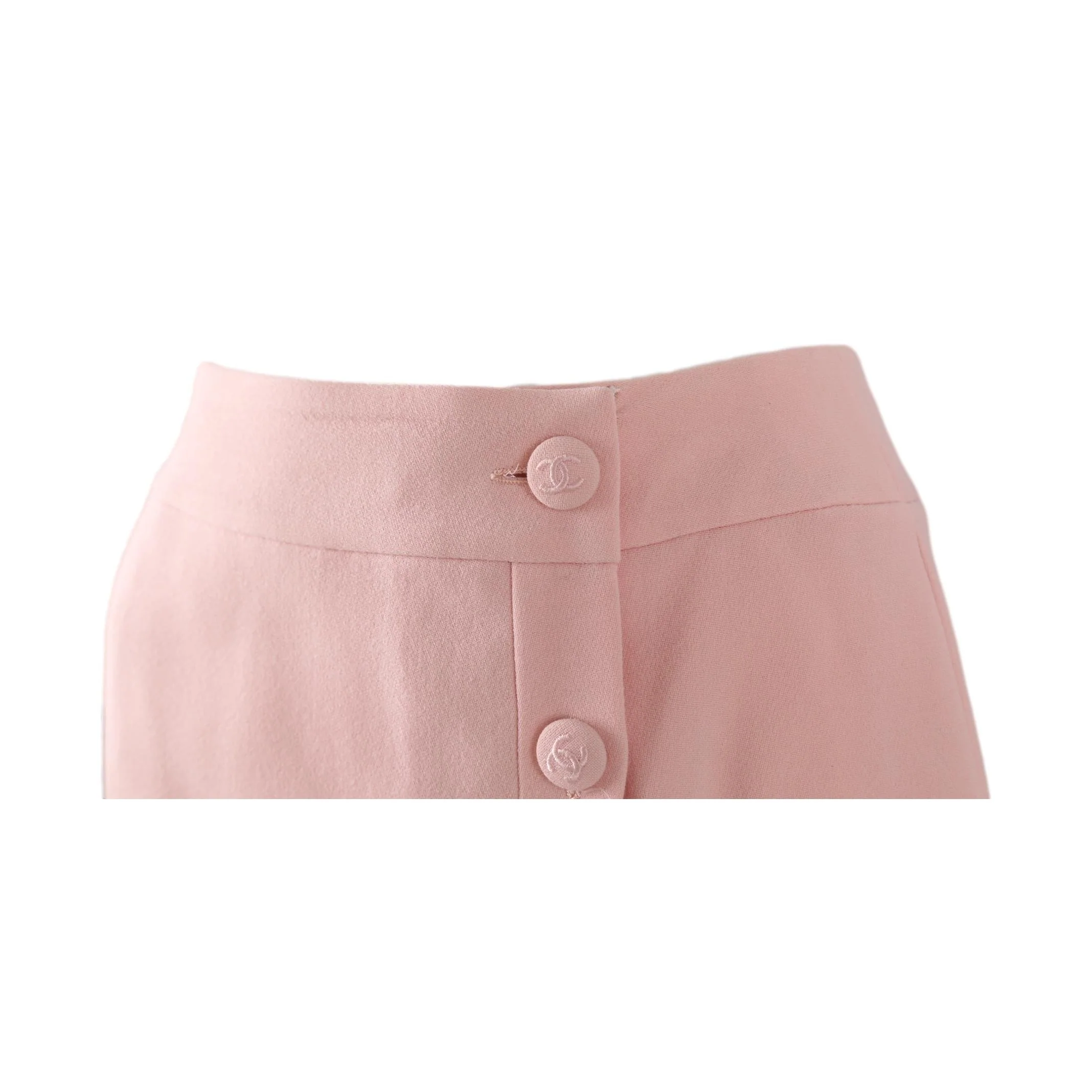 Chanel Baby Pink Logo Button Skirt - Image 3