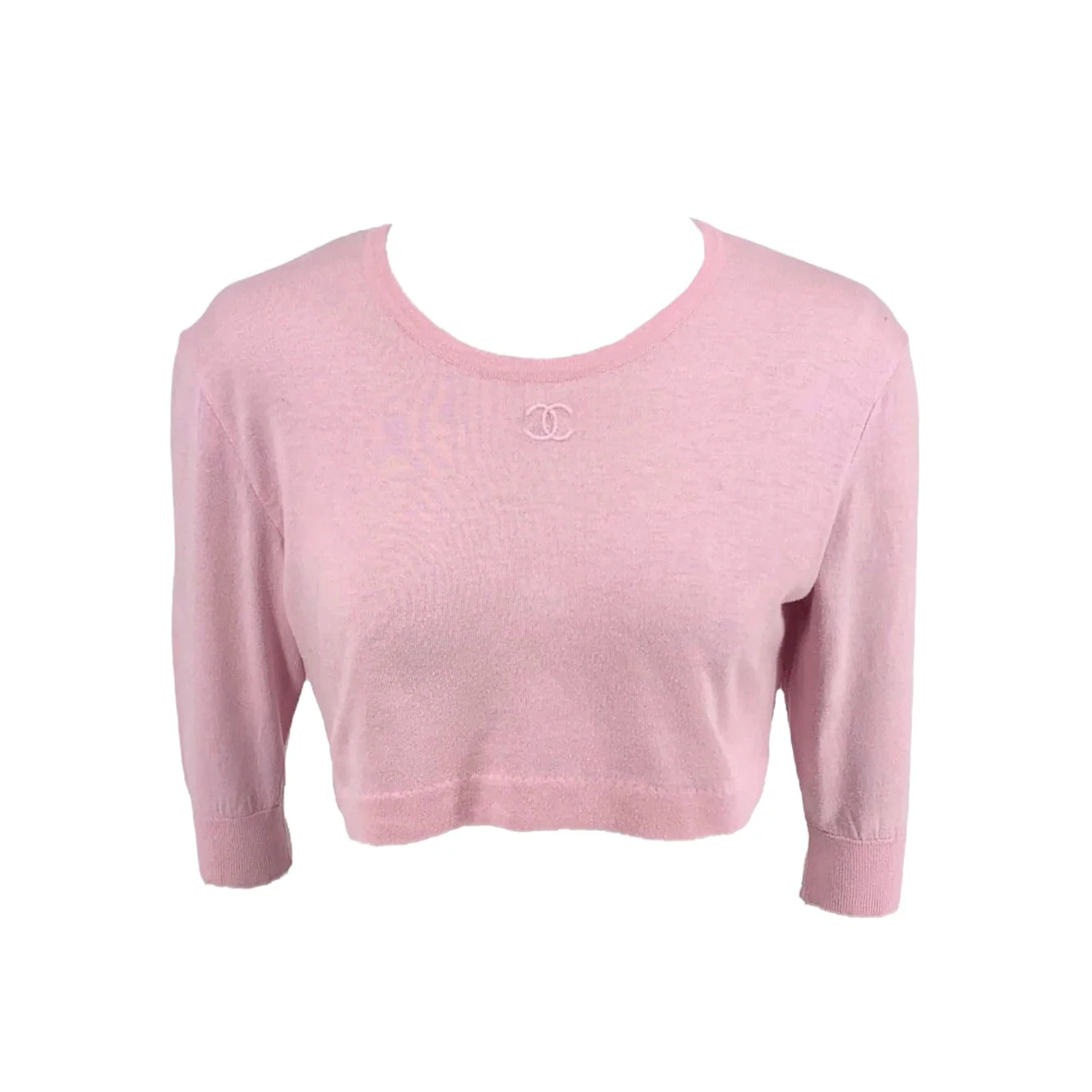 Chanel Baby Pink Logo Crop Top
