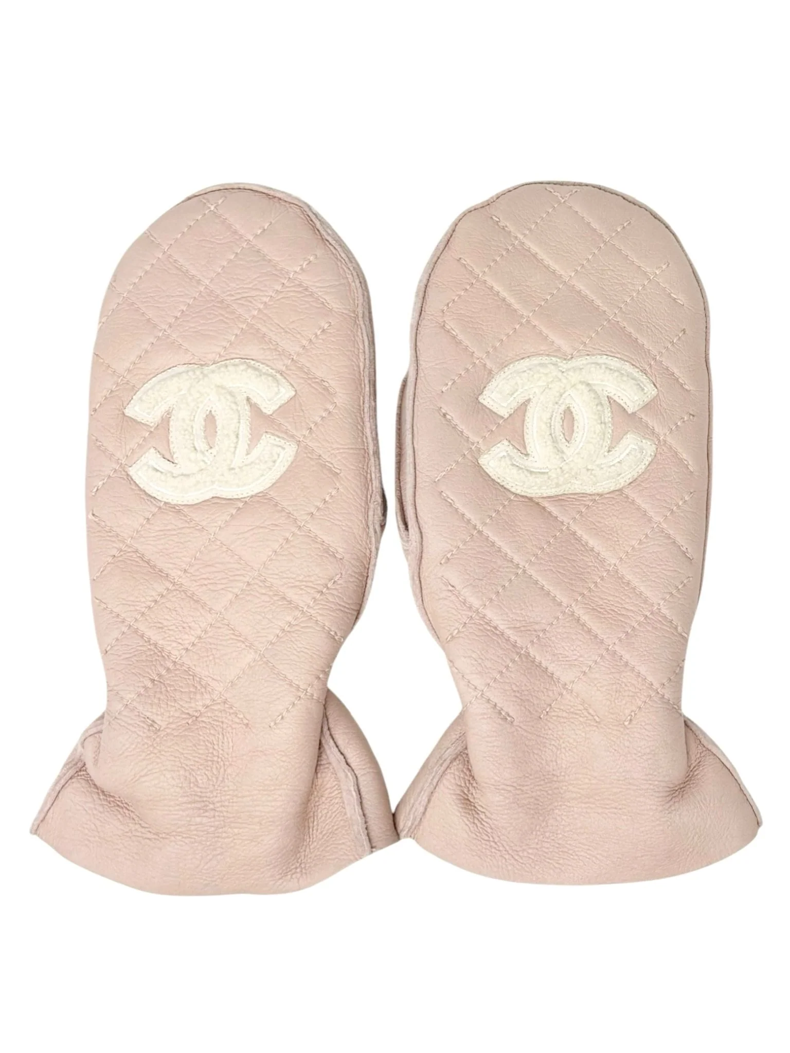 Chanel Baby Pink Logo Gloves