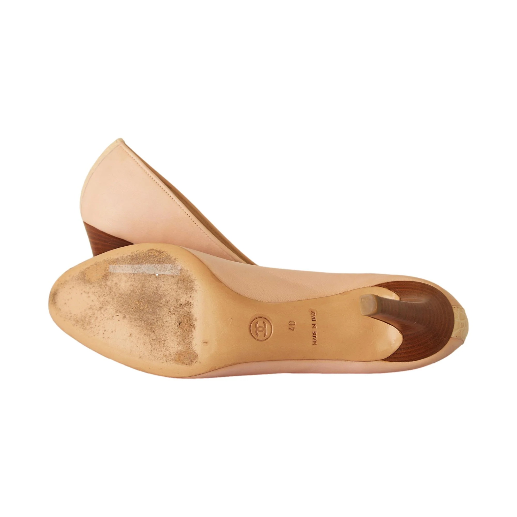 Chanel Baby Pink Logo Heels - Image 4