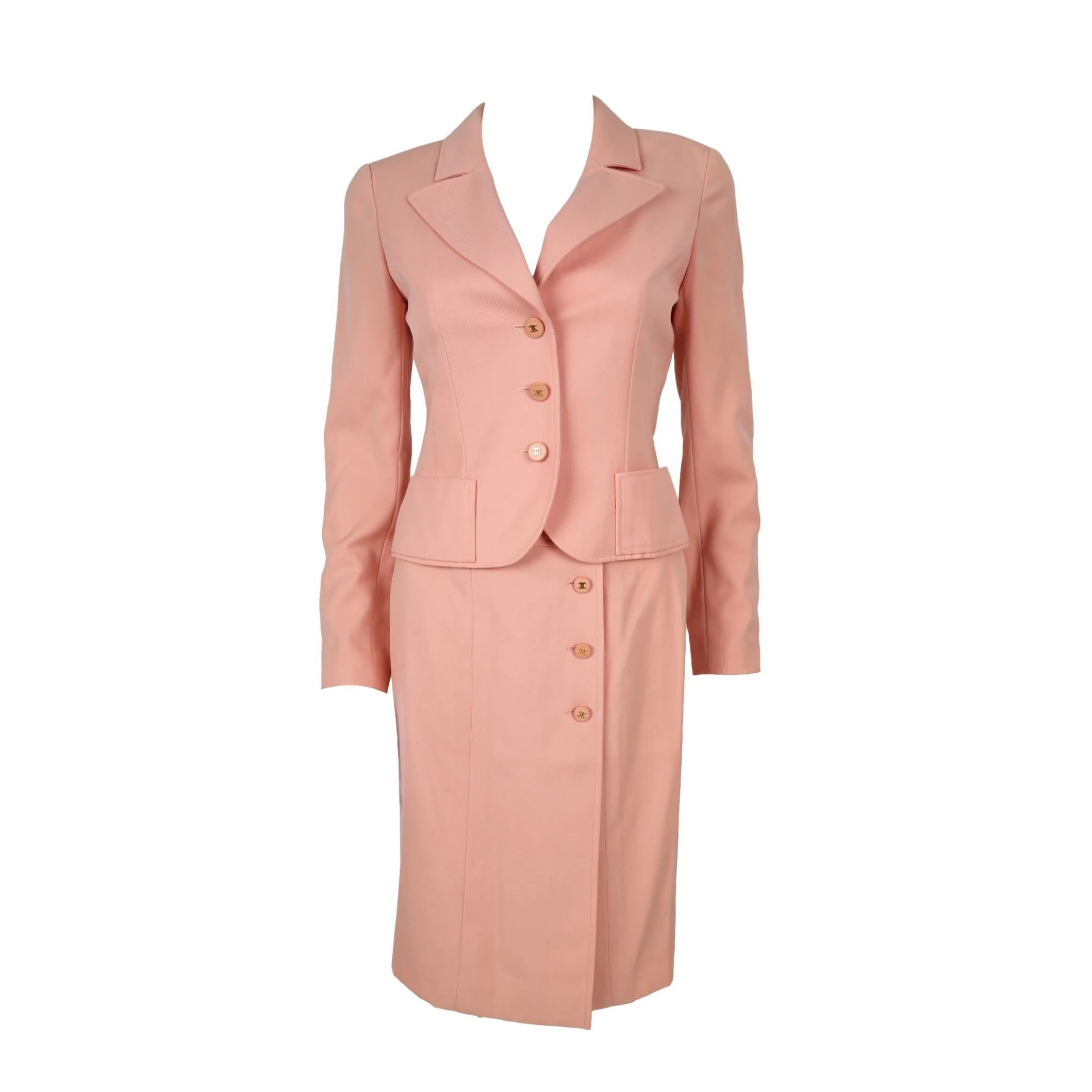 Chanel Baby Pink Logo Button Skirt Set - Image 2