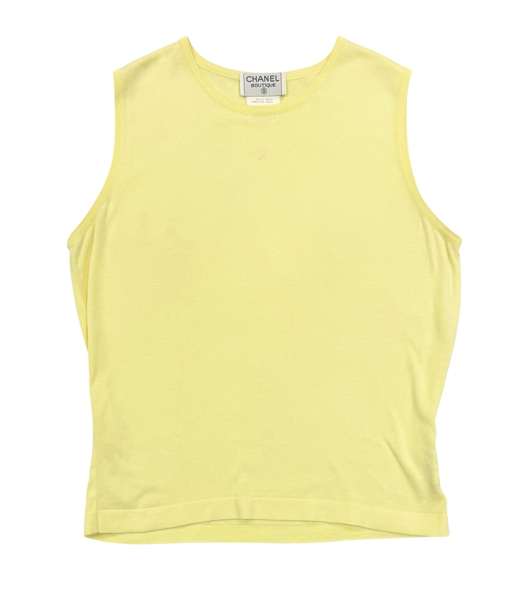 Chanel Baby Yellow Logo Tank Top