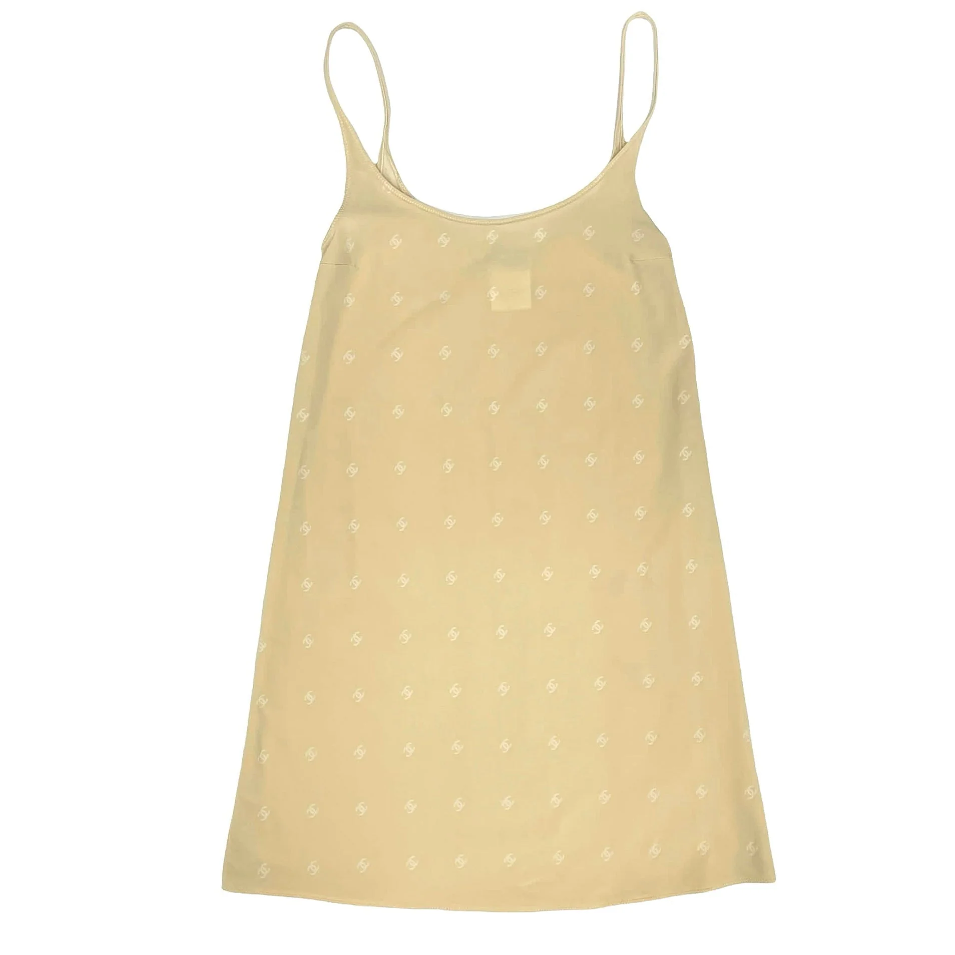 Chanel Beige All Over Logo  Slip Dress