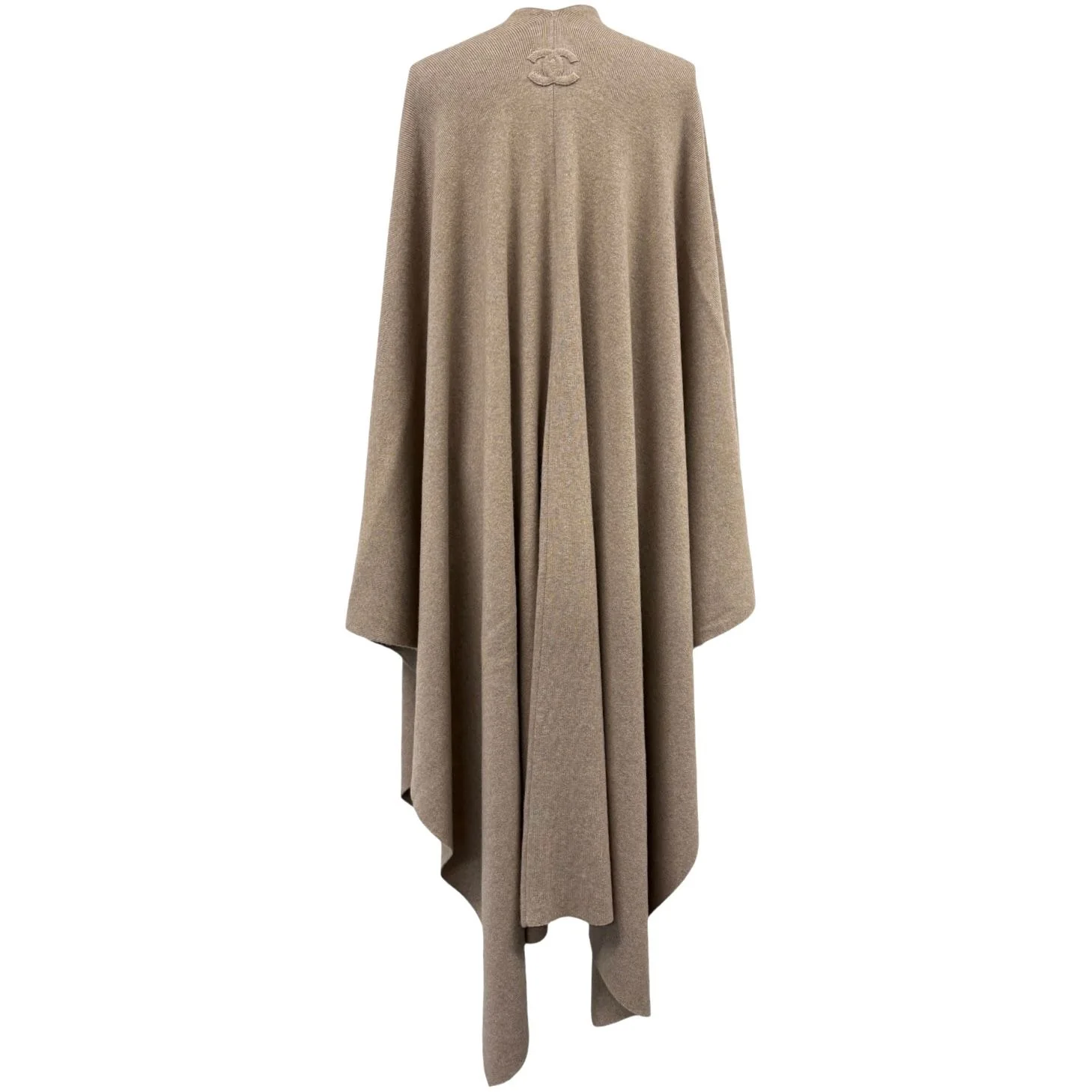 Chanel Beige Cashmere Oversized Ponco Wrap Top