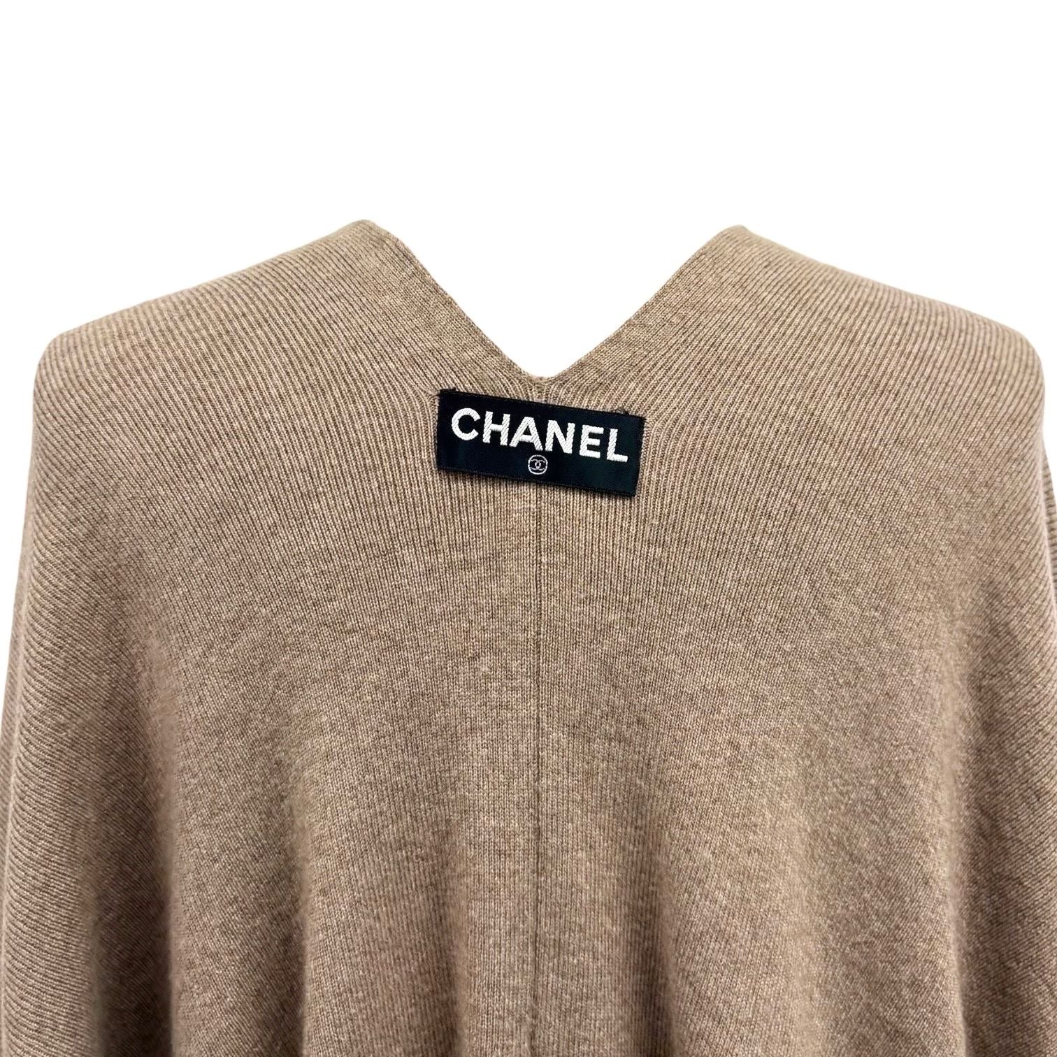 Chanel Beige Cashmere Oversized Poncho Wrap Top - Image 3