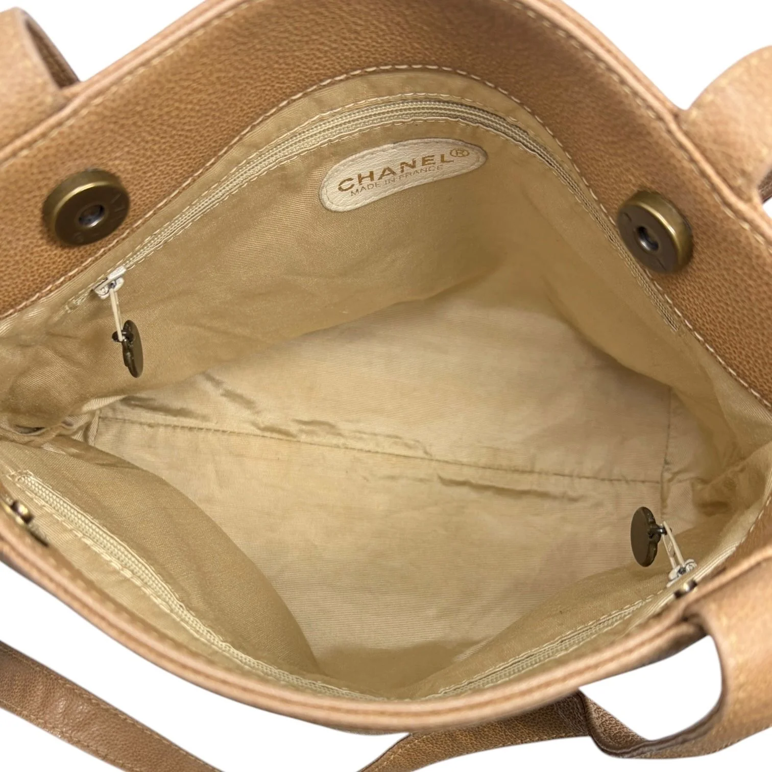 Chanel Beige Caviar Shoulder Tote - Image 3