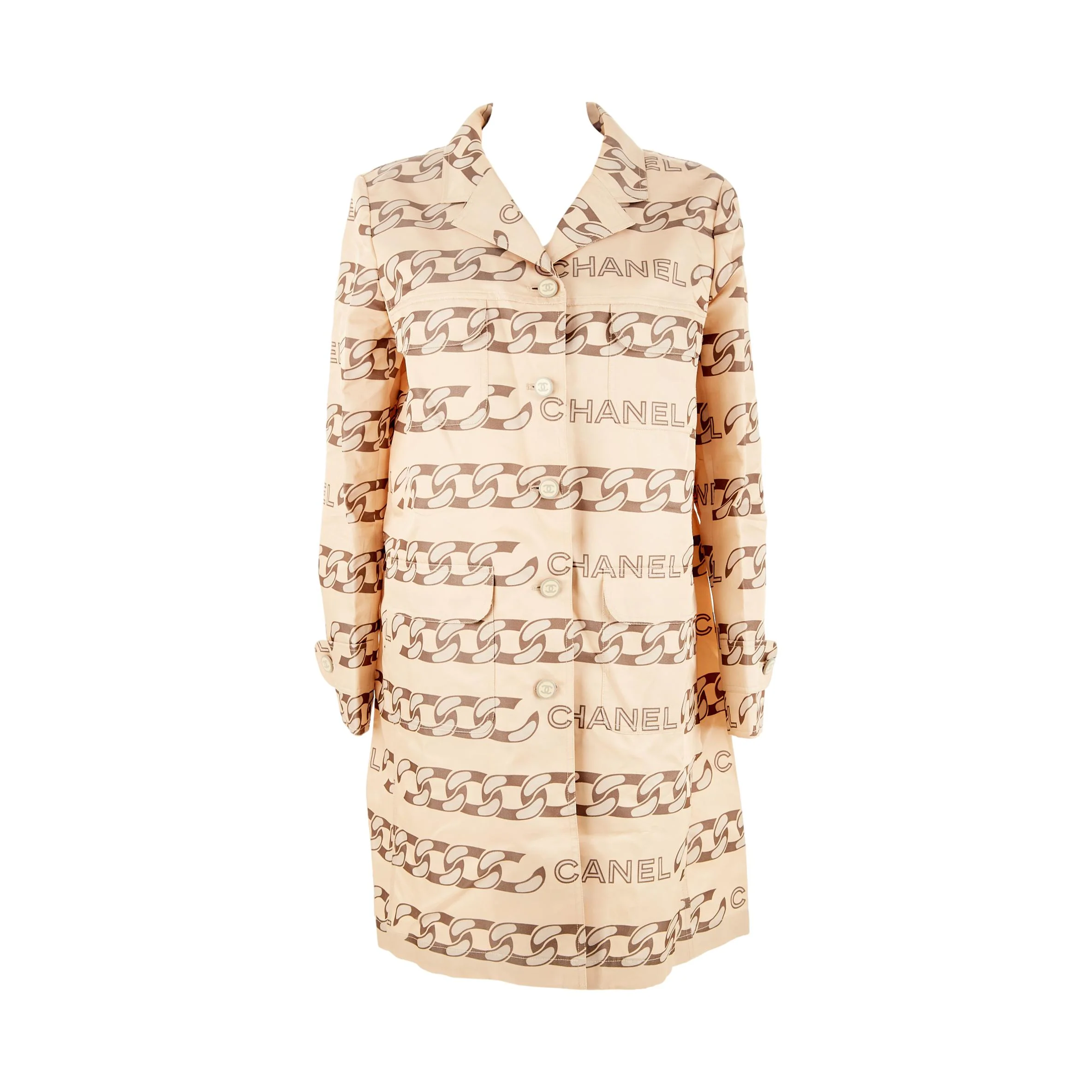 Chanel Beige Chain Logo Trench - Image 2