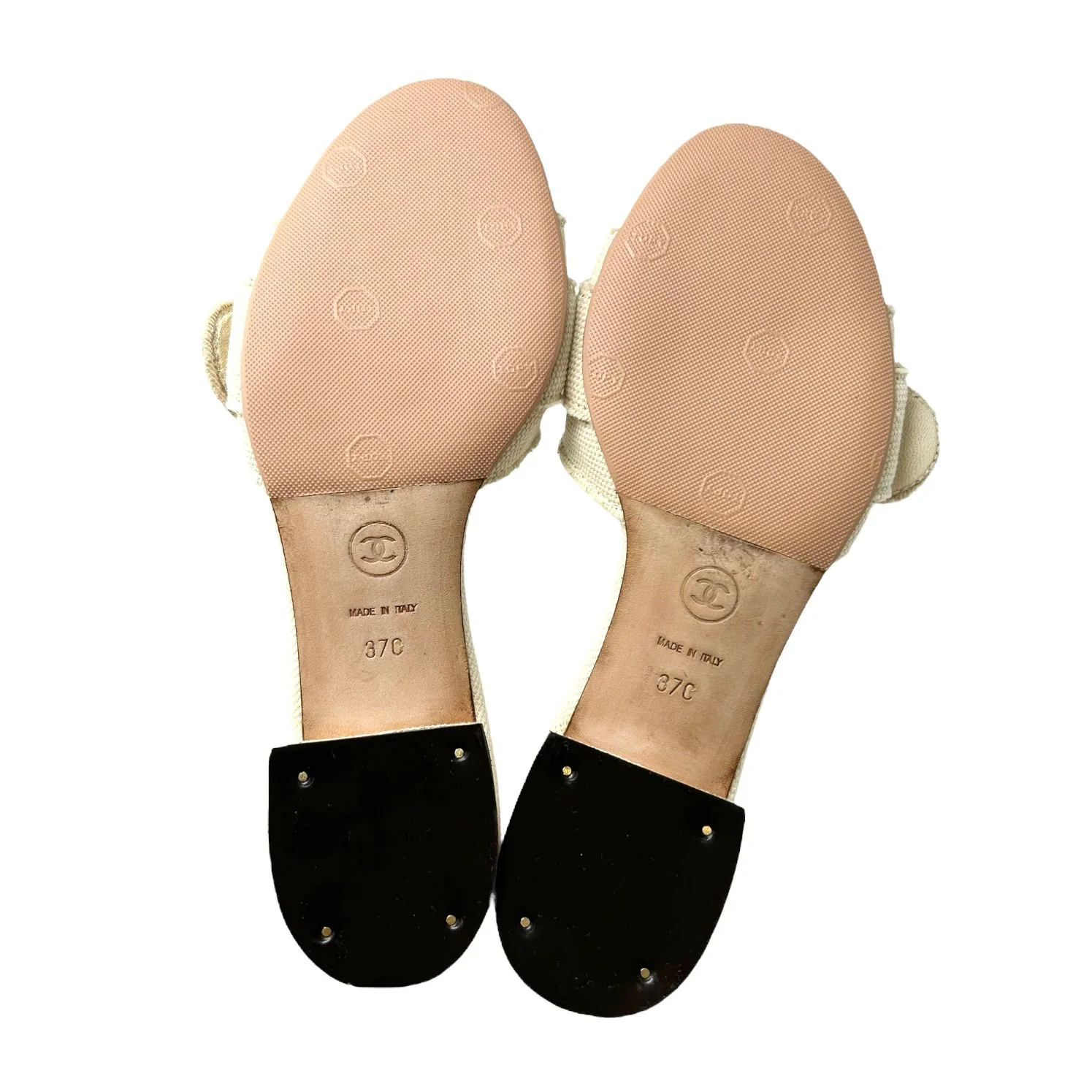 Chanel Beige Heart Logo Kitten Heels - Image 4