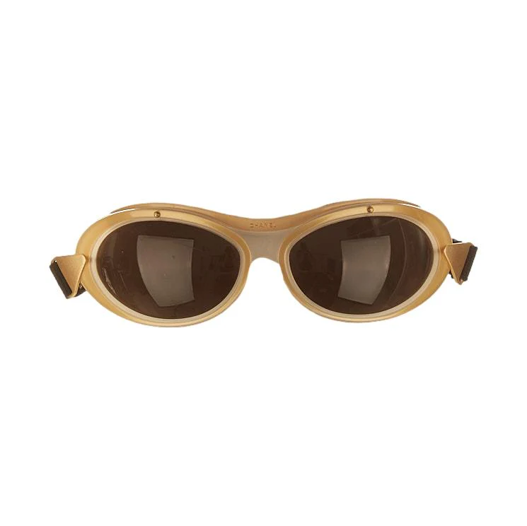 Chanel Beige Logo Ski Googles