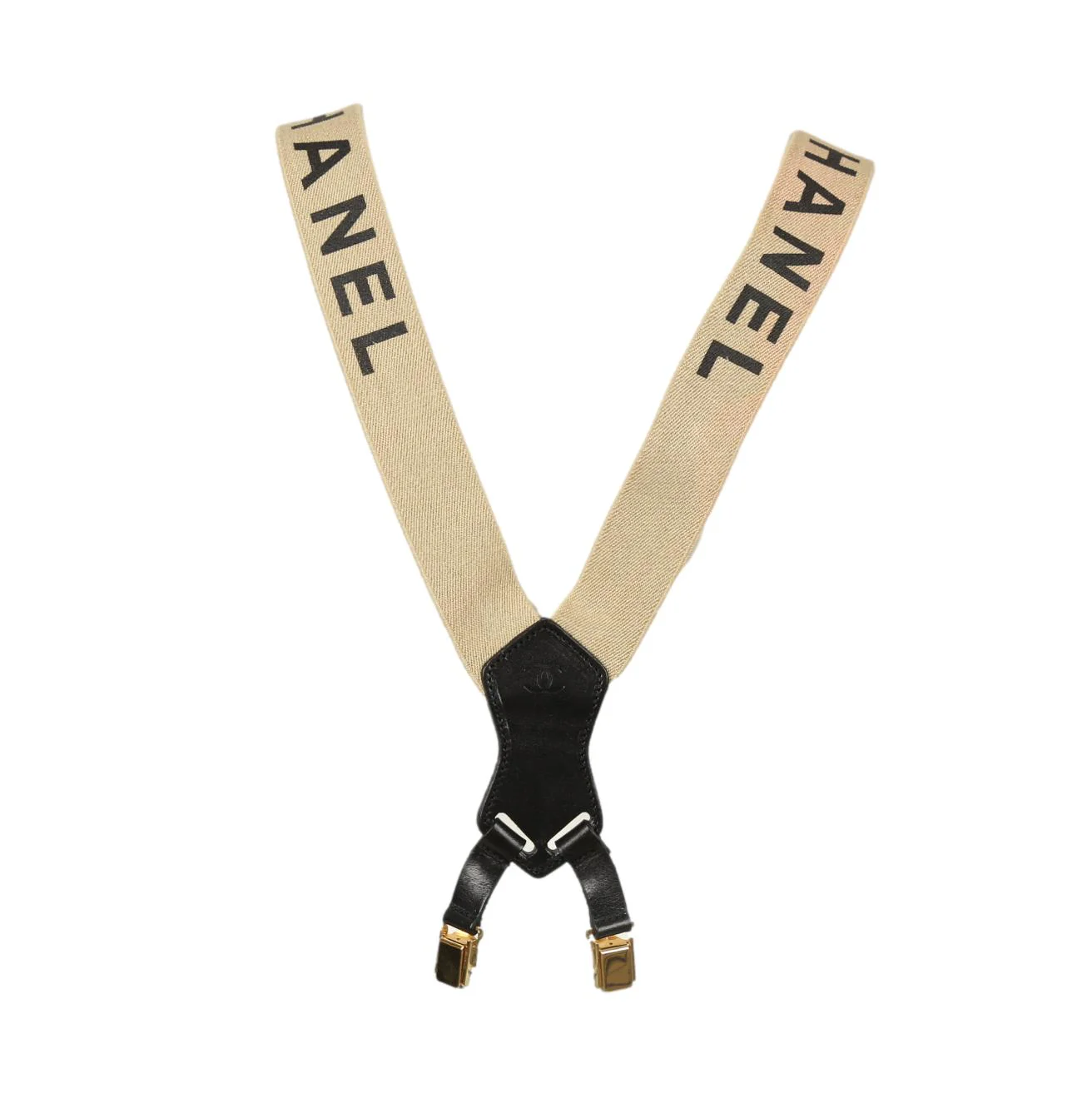Chanel Beige Logo Suspenders