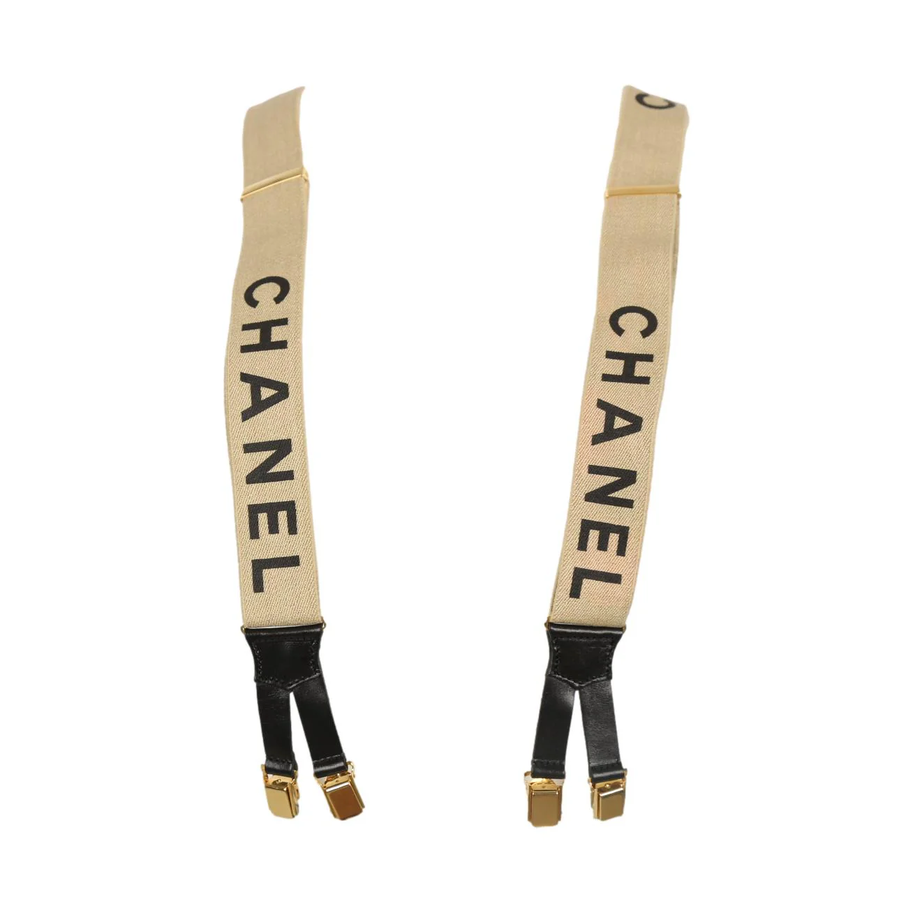 Chanel Beige Logo Suspenders - Image 2