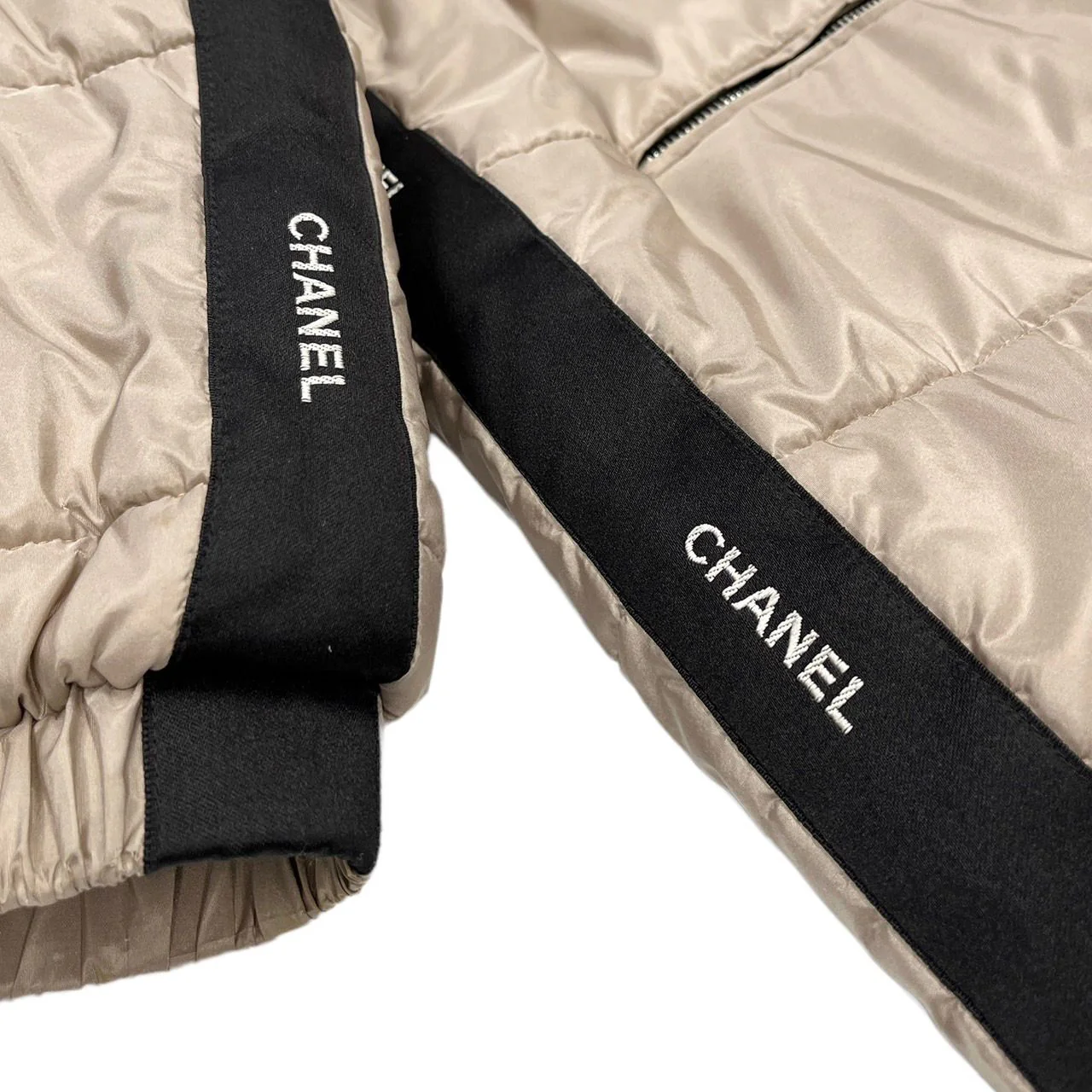 Chanel Beige Logo Trim Long Puffer - Image 4