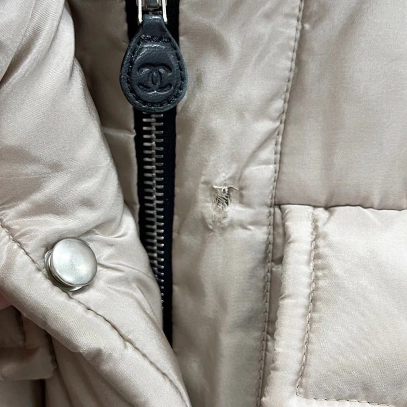 Chanel Beige Logo Trim Long Puffer - Image 6