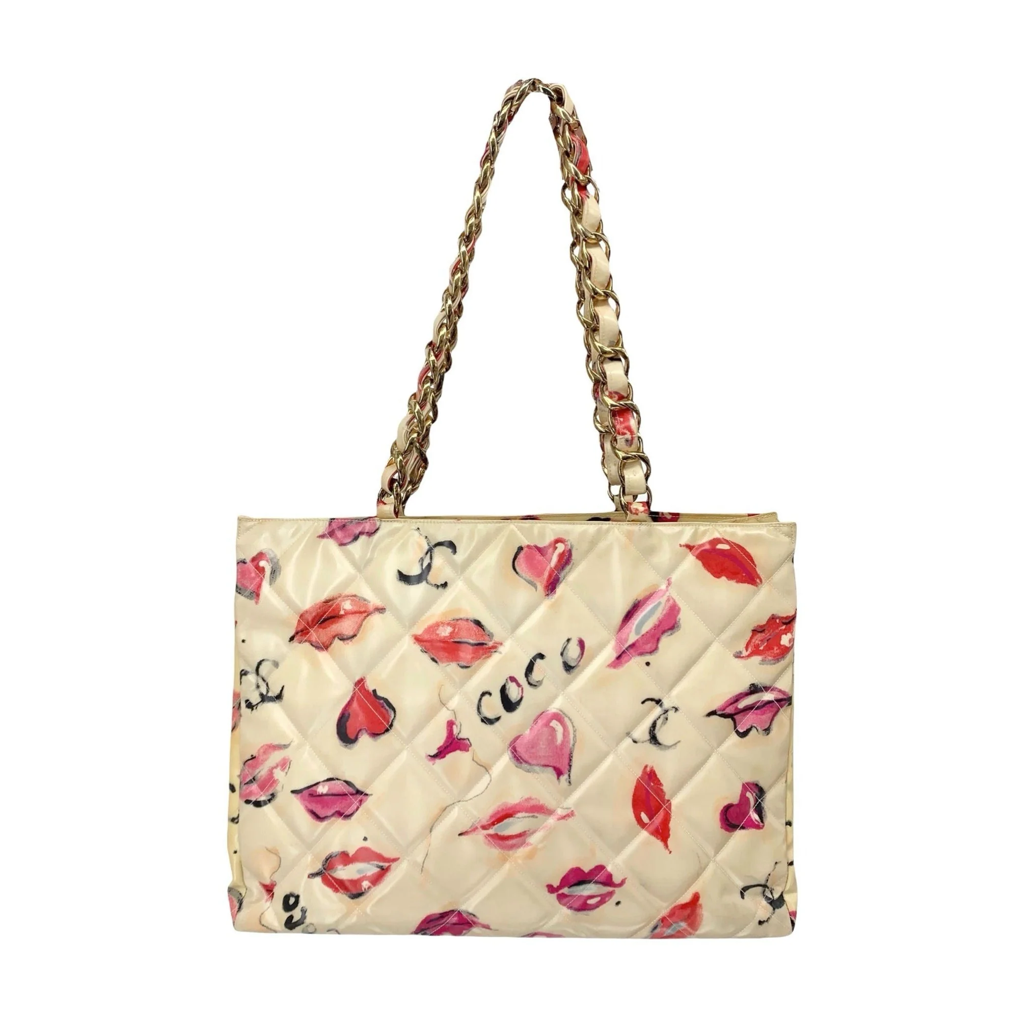 Chanel Lip Print Patent Jumbo Chain Tote - Image 2