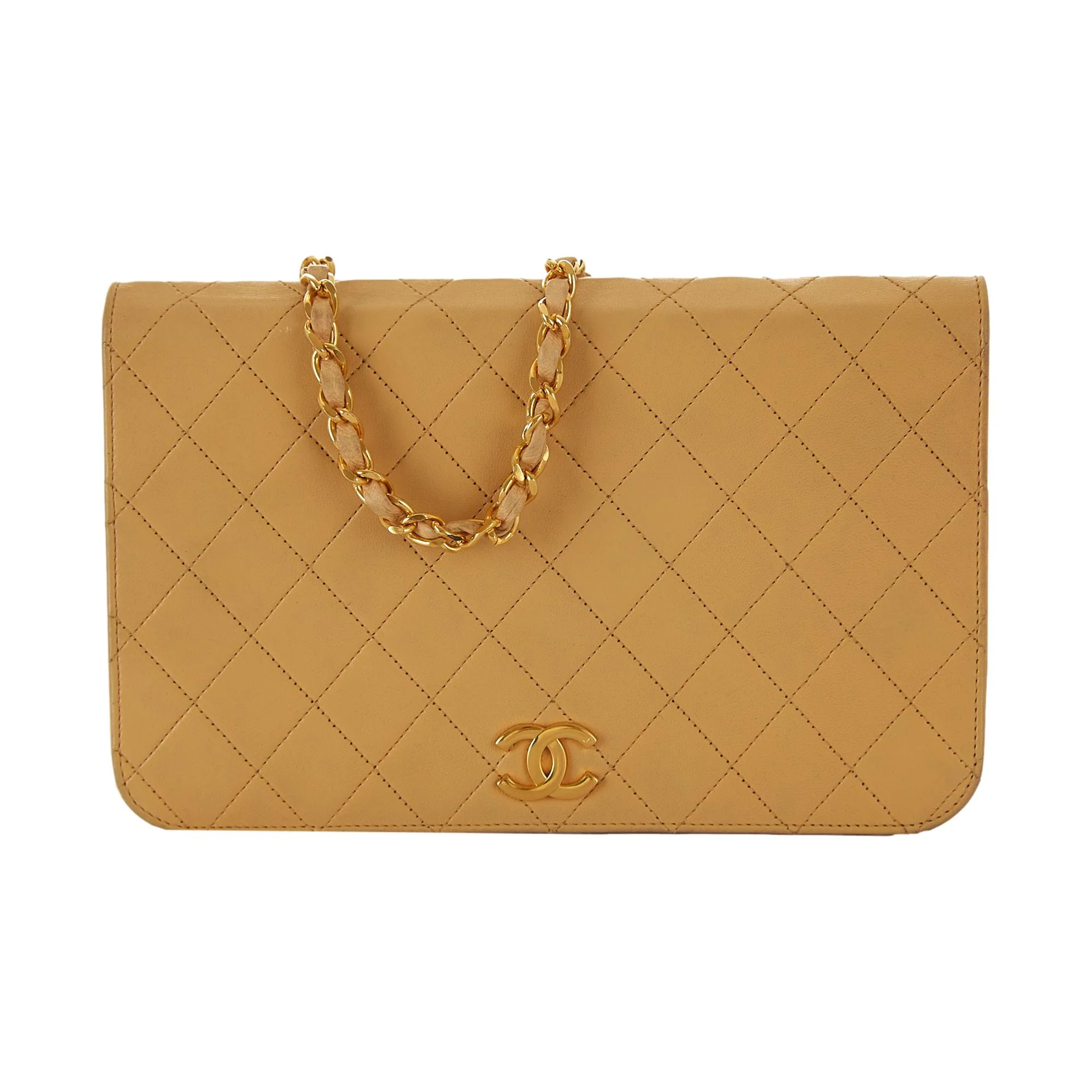 Chanel Beige Quilted Chain Flap Bag