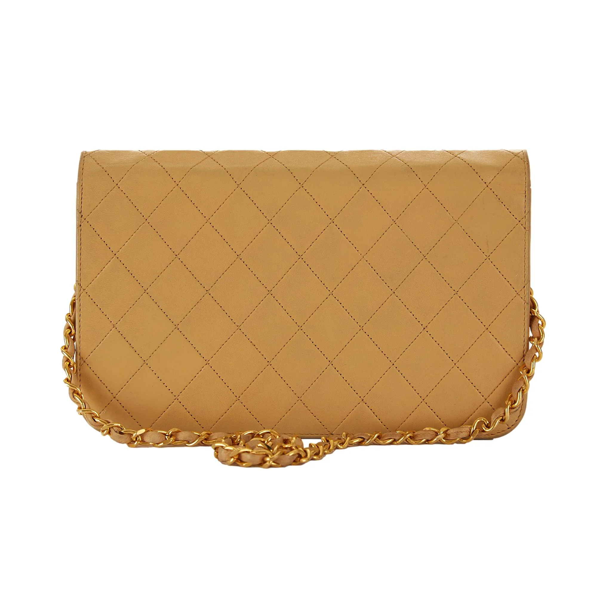 Chanel Beige Quilted Chain Flap Bag - Image 2