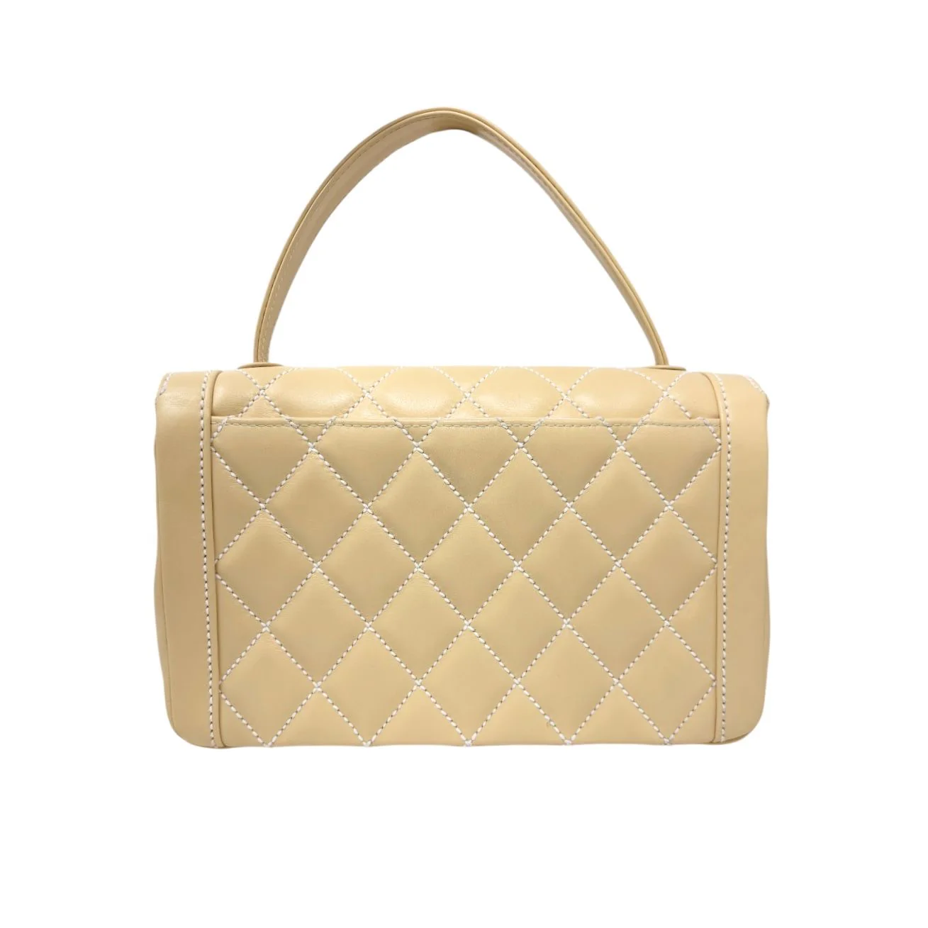 Chanel Beige Quilted Top Handle Bag - Image 2