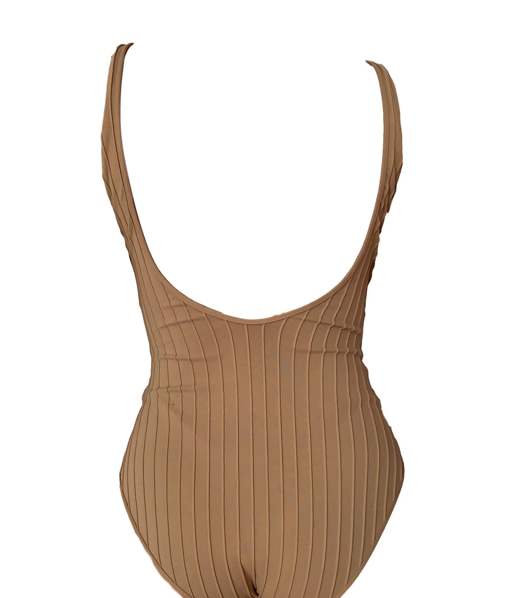 Chanel Beige Ribbed Logo One Piece - Image 2