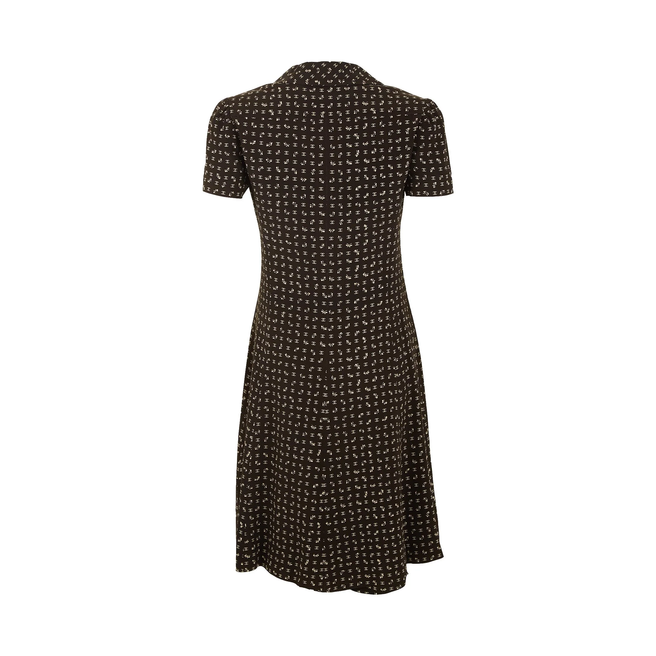 Chanel Black Butterfly Logo Button Dress - Image 2