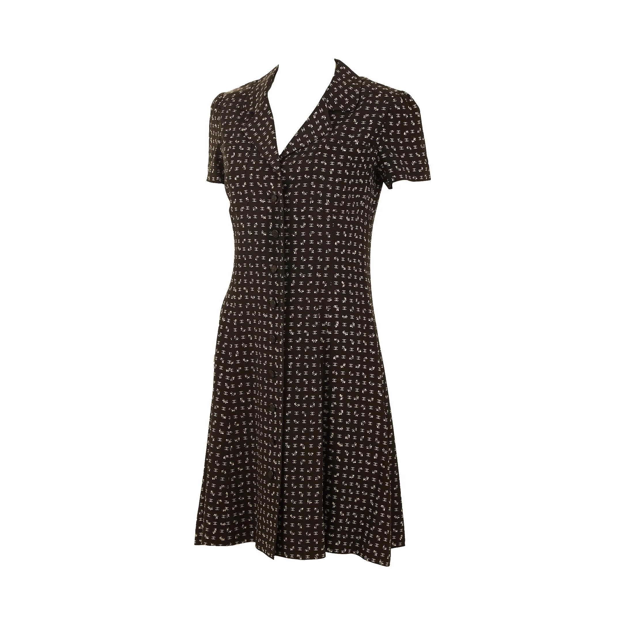Chanel Black Butterfly Logo Button Dress - Image 3