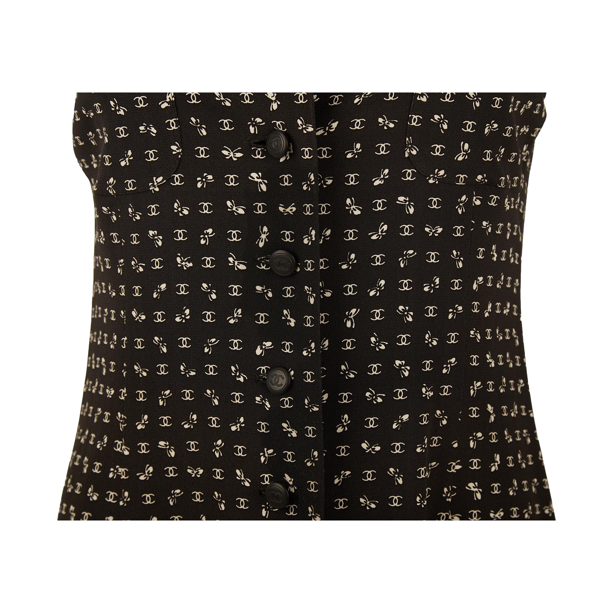 Chanel Black Butterfly Logo Button Dress - Image 4