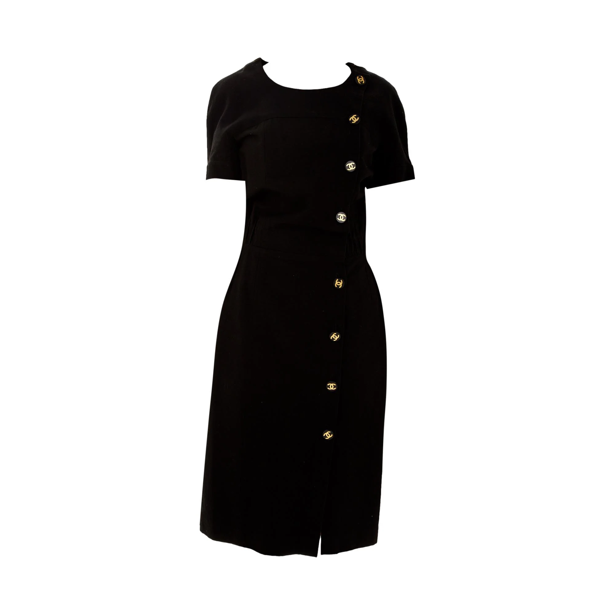 Chanel Black Button Midi Dress