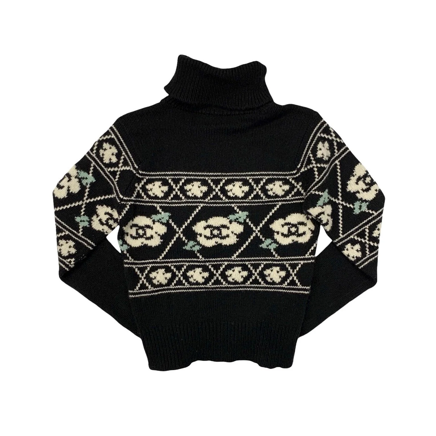Chanel Black Camellia Logo Sweater - Image 2