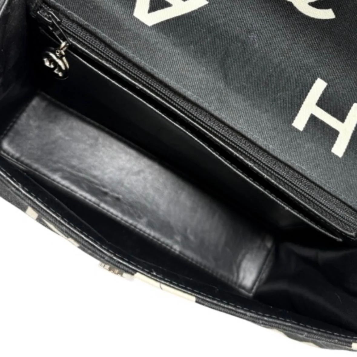Chanel Black Canvas Chain Bag - Image 3