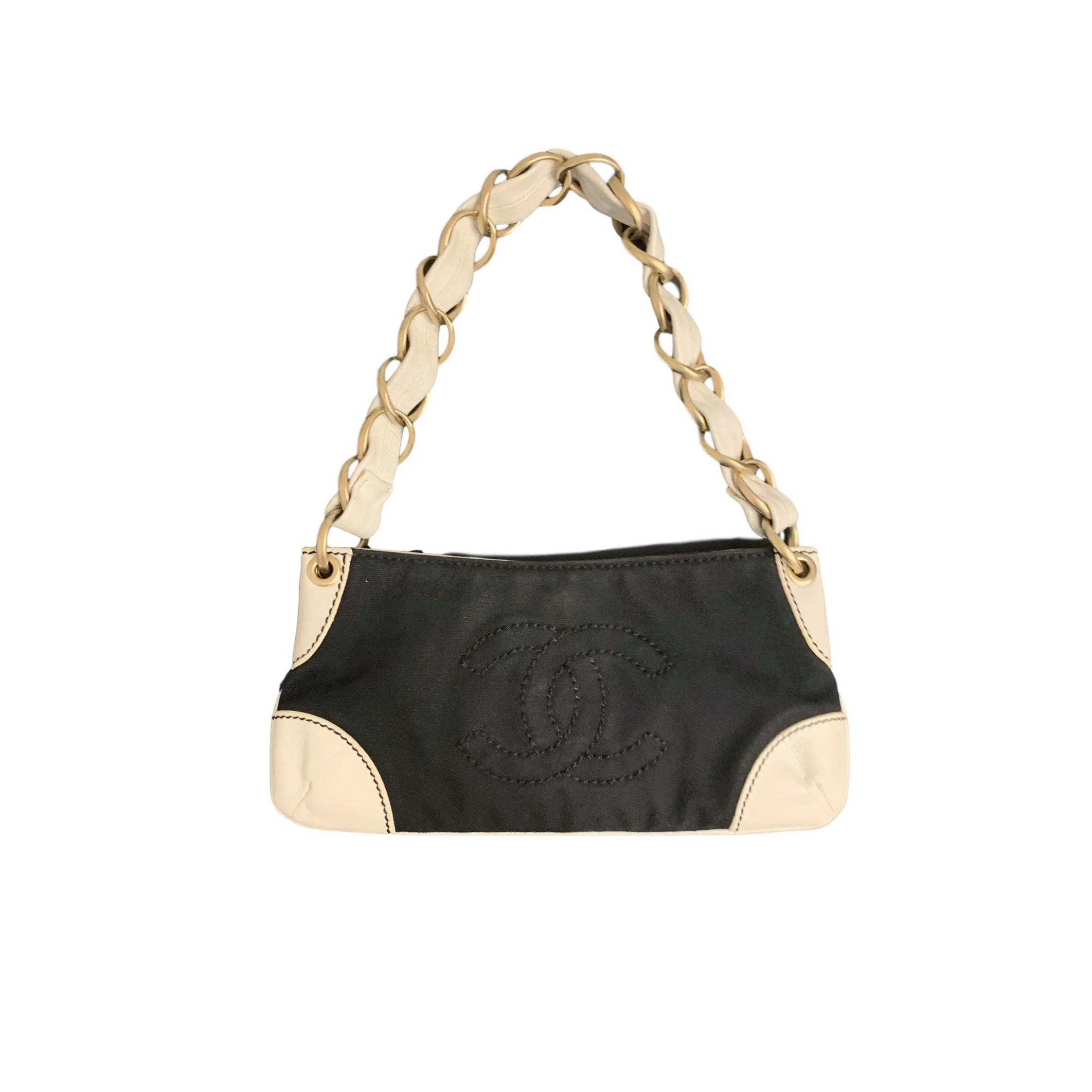 Chanel Black Canvas Shoulder Bag