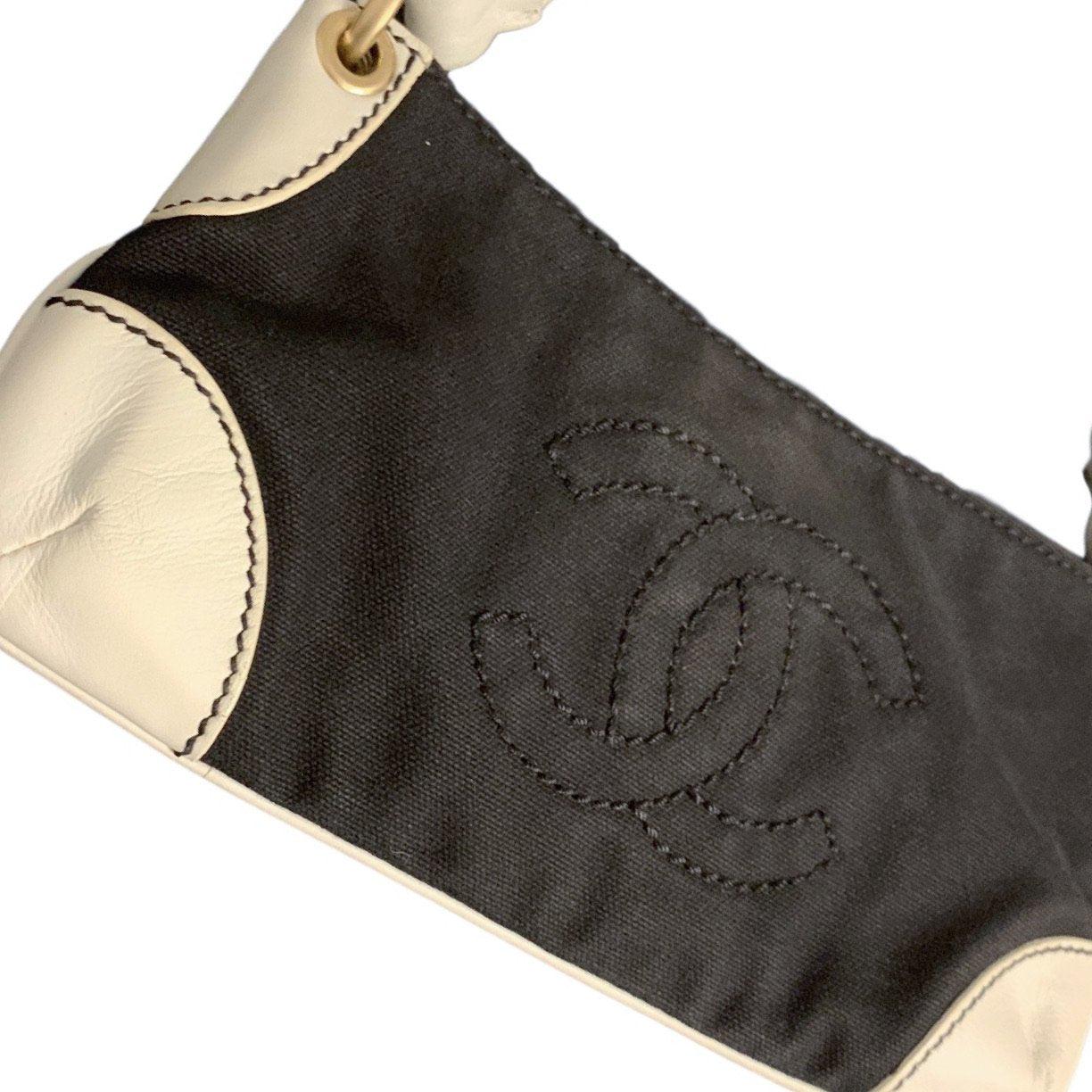 Chanel Black Canvas Shoulder Bag - Image 3