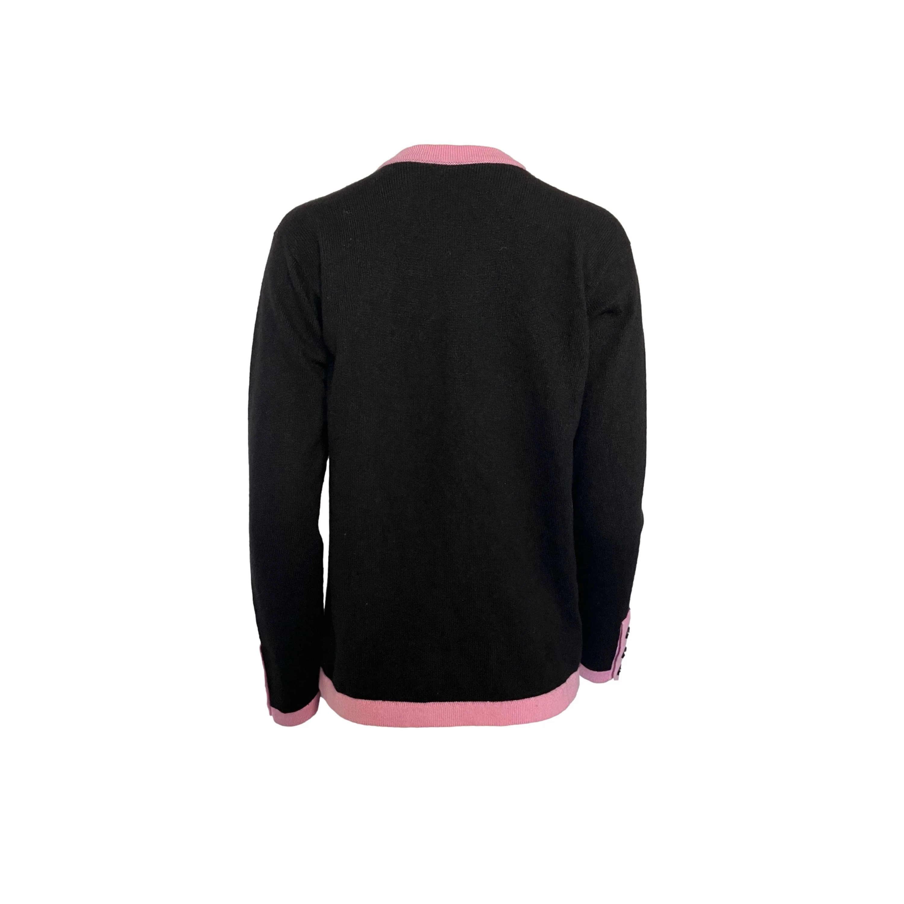 Chanel Black Cashmere Logo Button Cardigan - Image 2