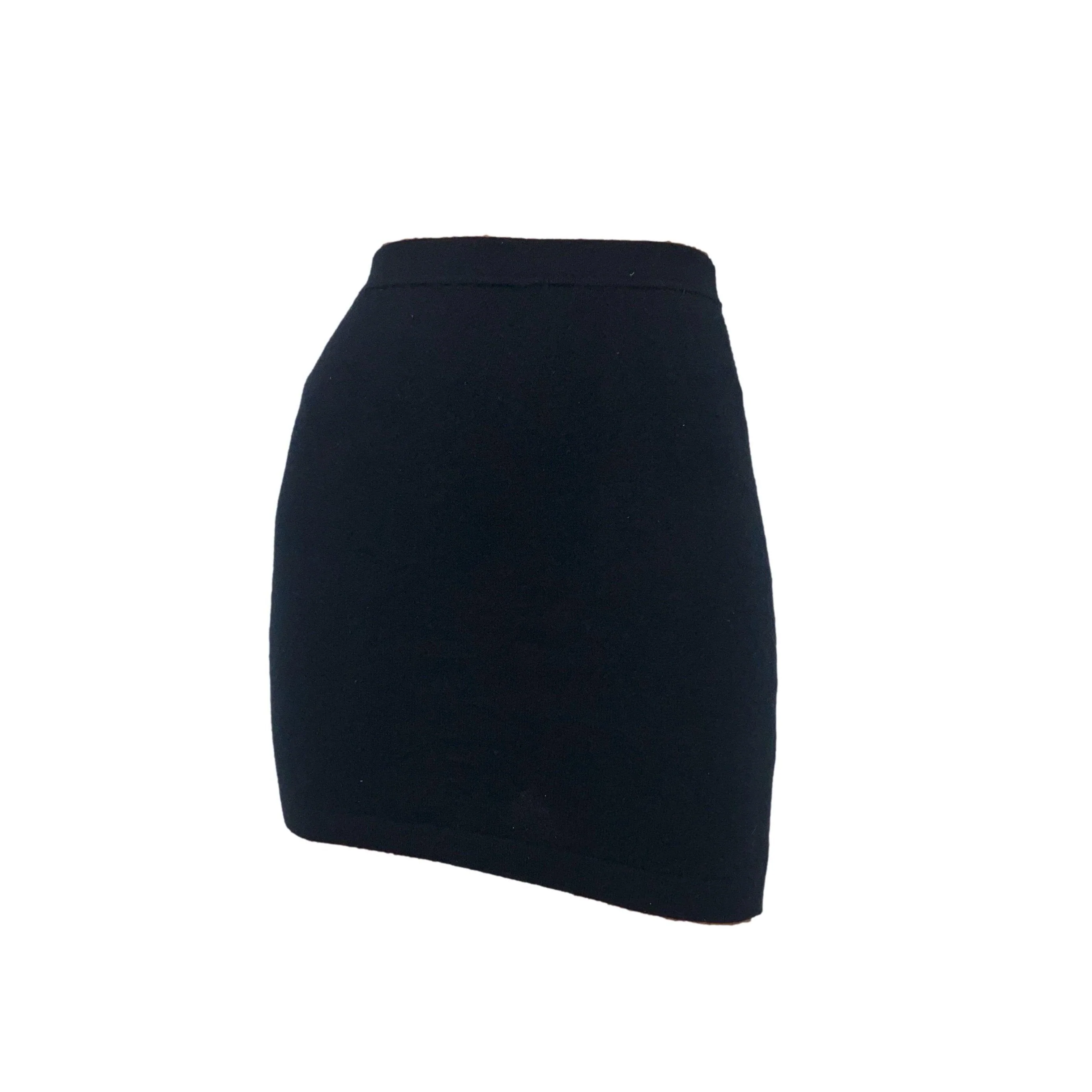 Chanel Black Cashmere Logo Button Mini Skirt