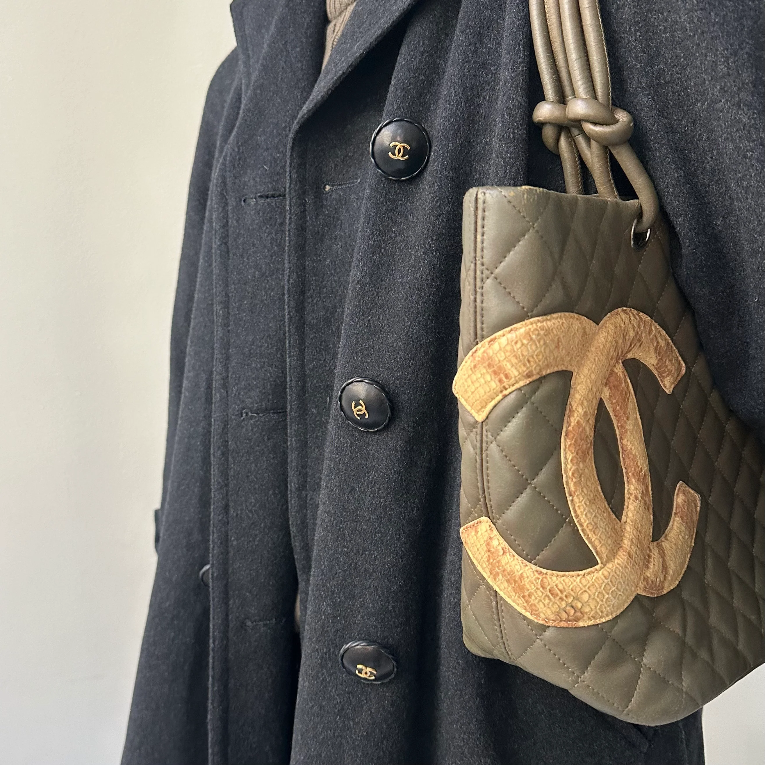 Chanel Charcoal Cashmere Duster Coat