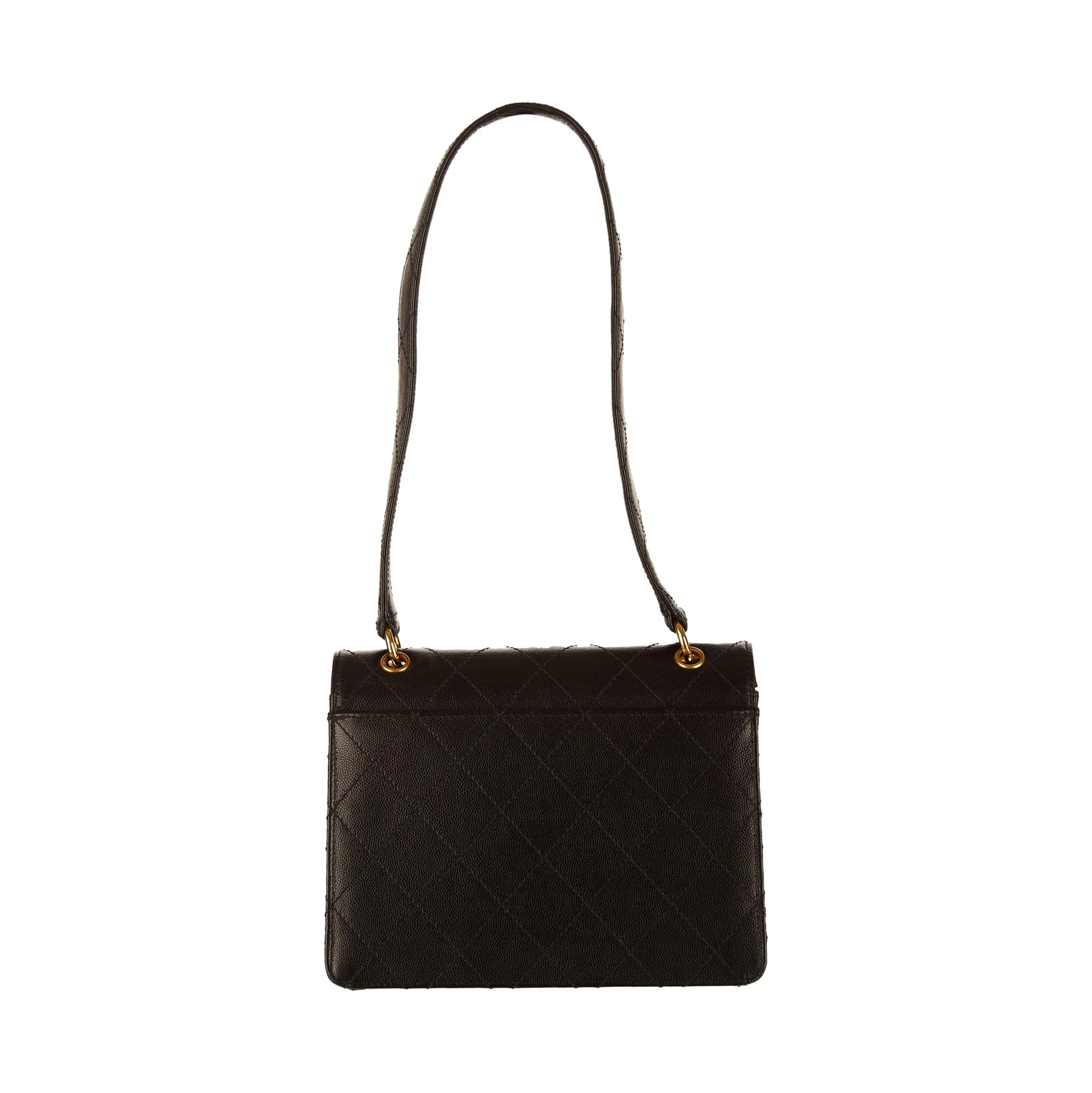 Chanel Black Caviar Trapezoid Flap Bag - Image 2