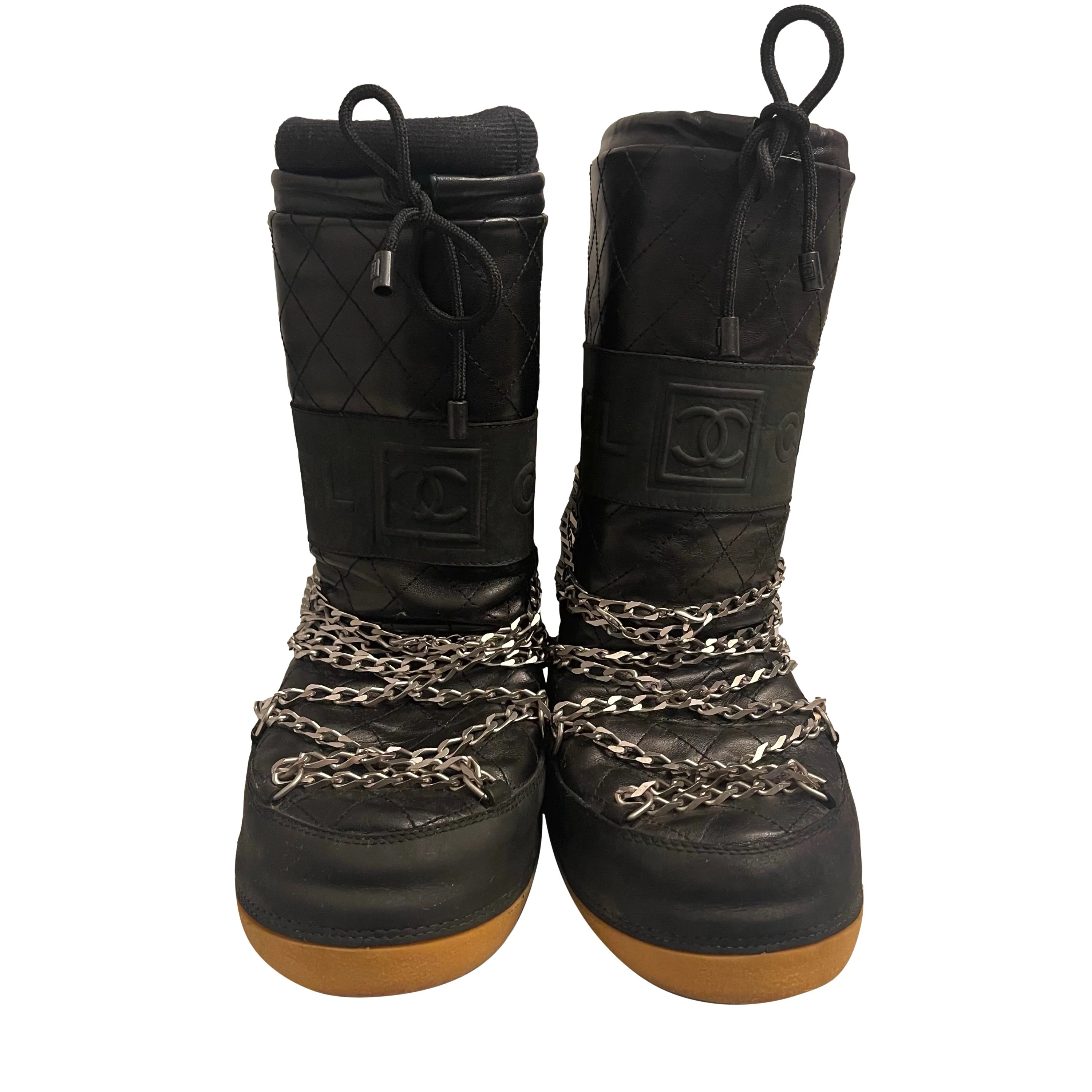 Chanel Black Chain Snow Boots - Image 2
