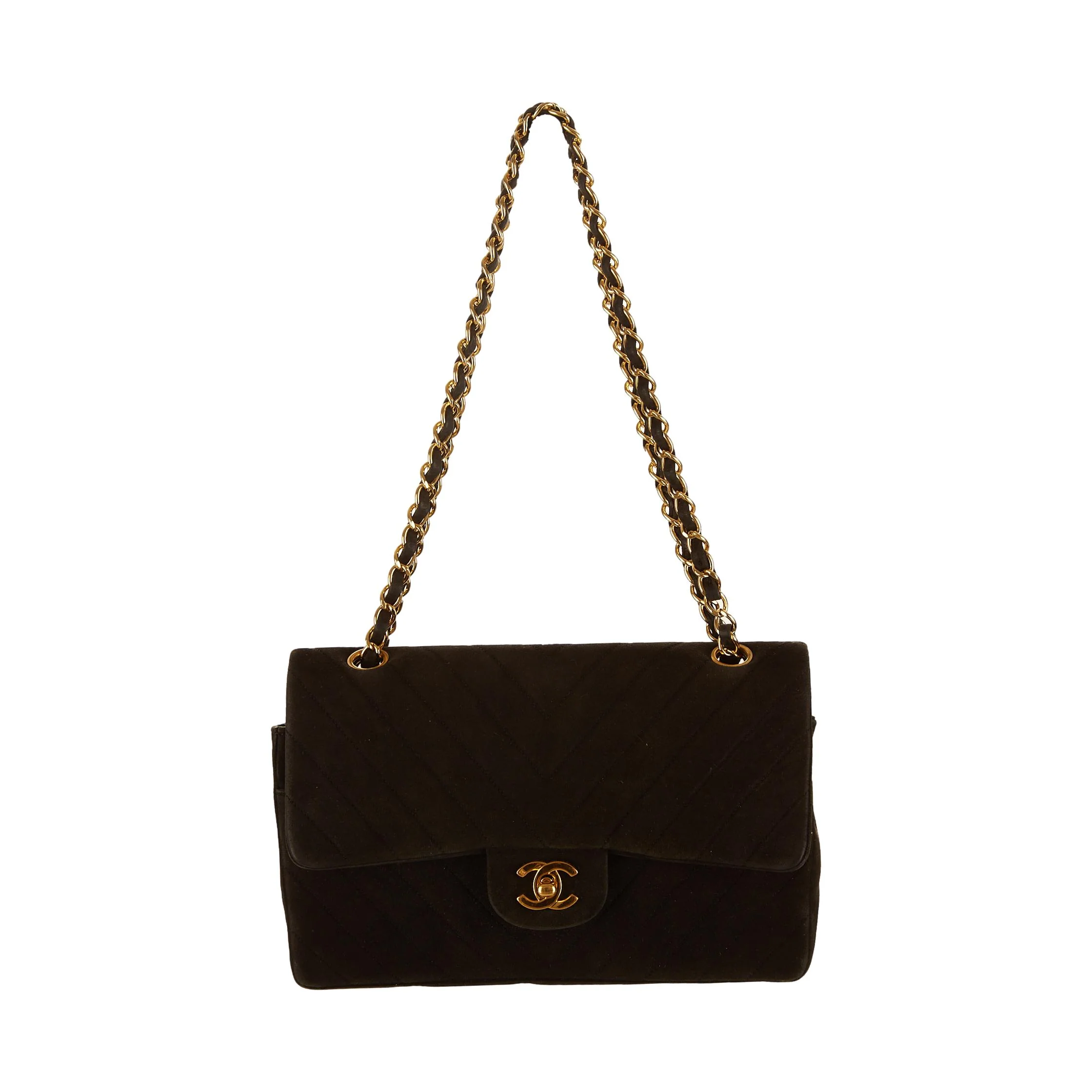 Chanel Black Chevron Double Flap Bag - Image 2