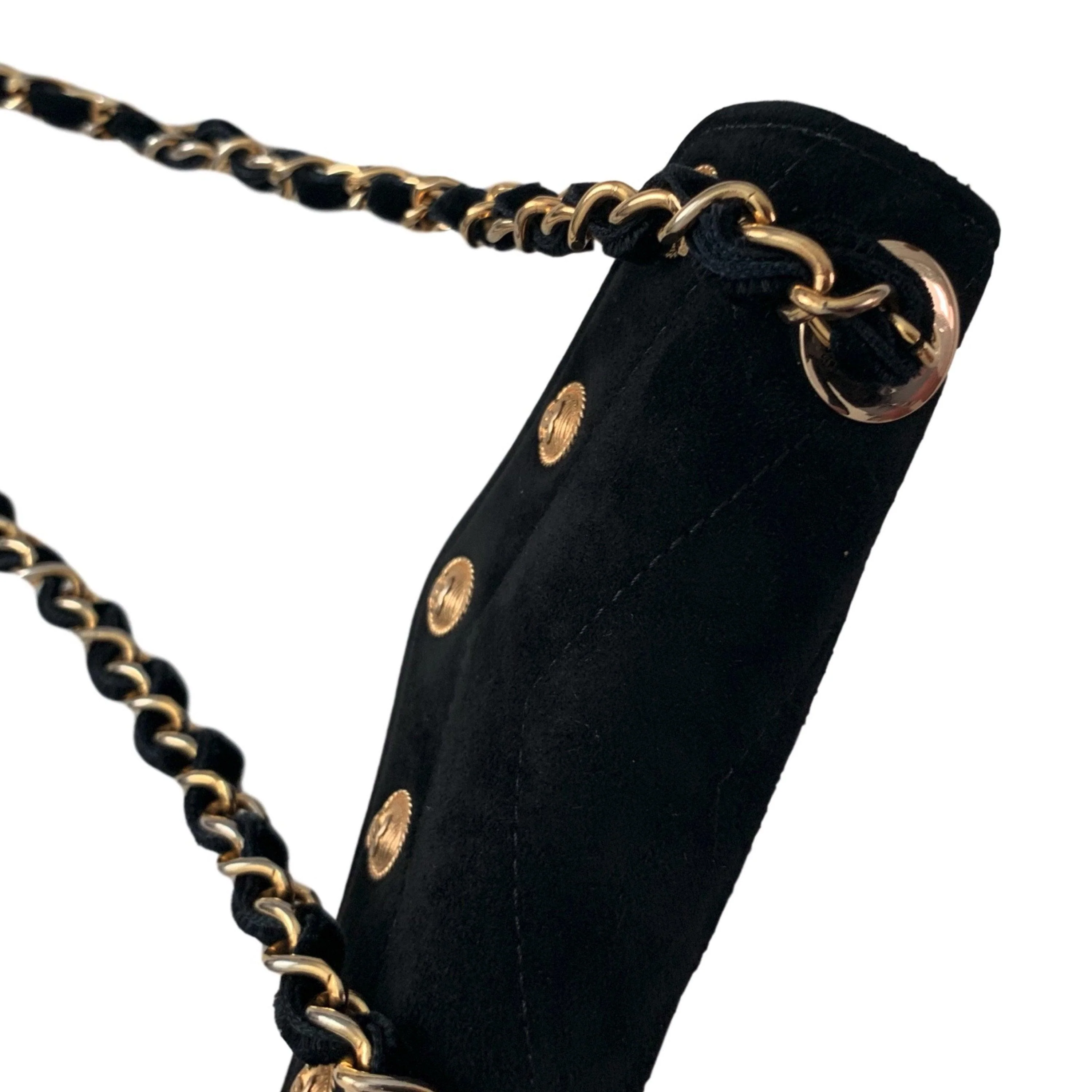 Chanel Black Chevron Suede Mini Chain Flap Bag - Image 2